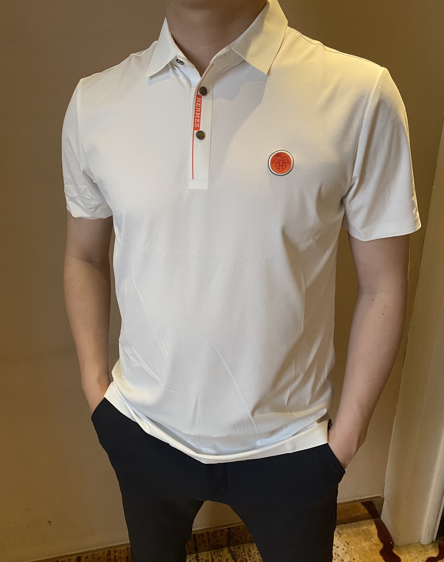 Hermes Clothing Polo T-Shirt White Summer Collection Short Sleeve