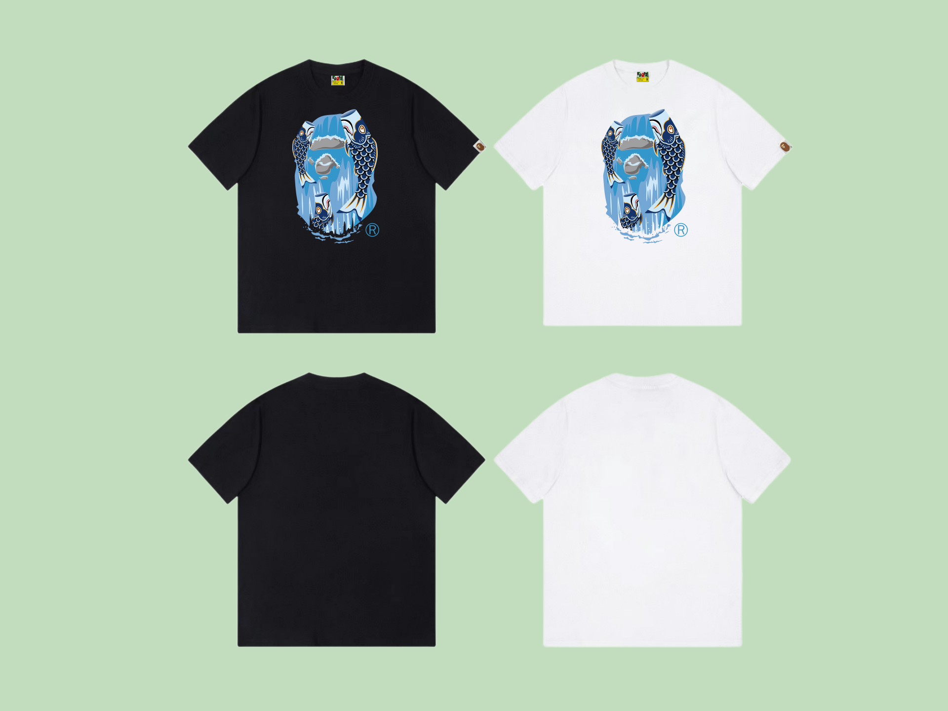 베이프 원숭이 프린트 남성 반팔 티셔츠 B220 이미지 3
