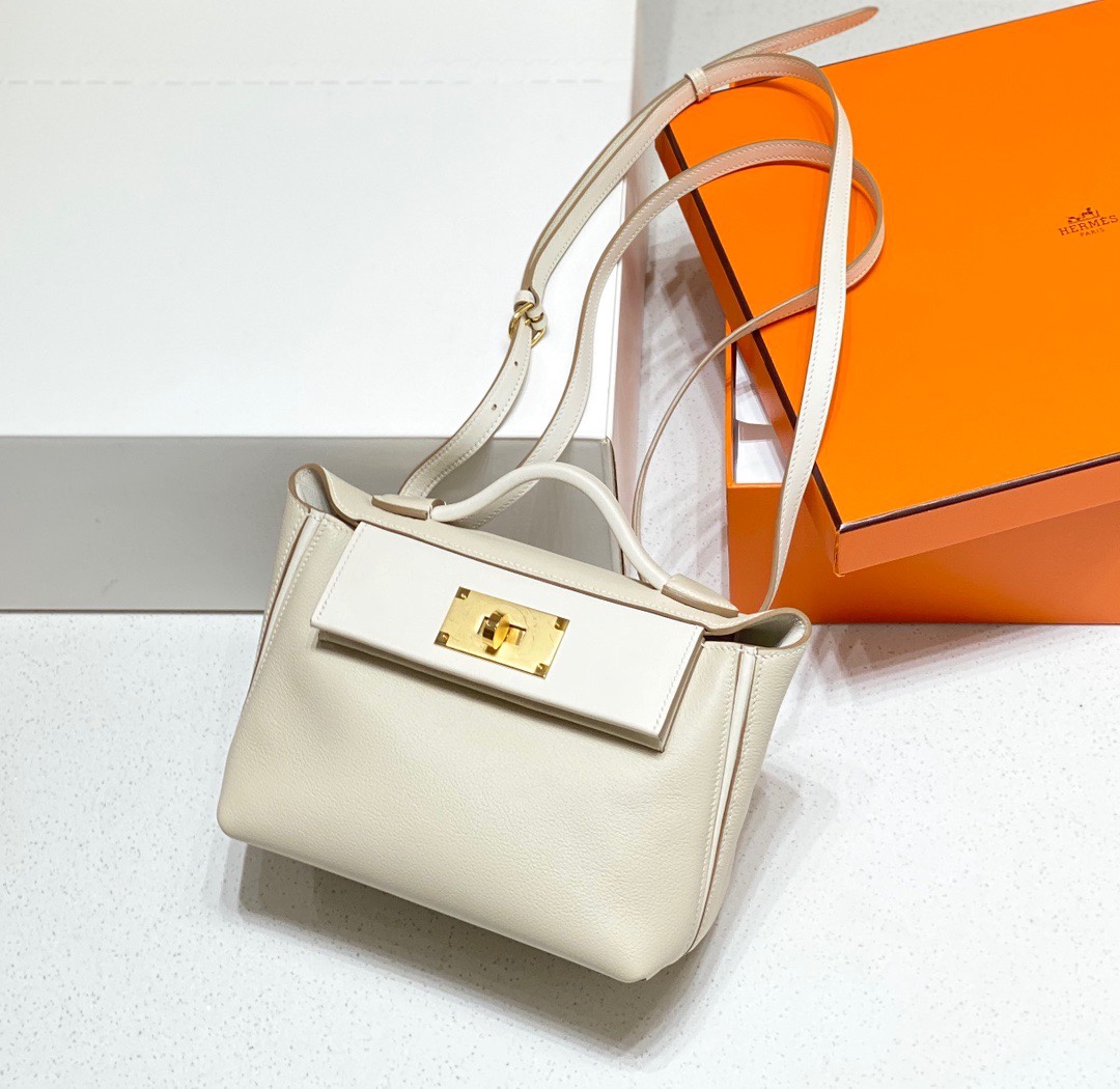 Hermès Hermes Milkshake White Italian Calfskin Hand-stitched Craftsmanship 2424 Series