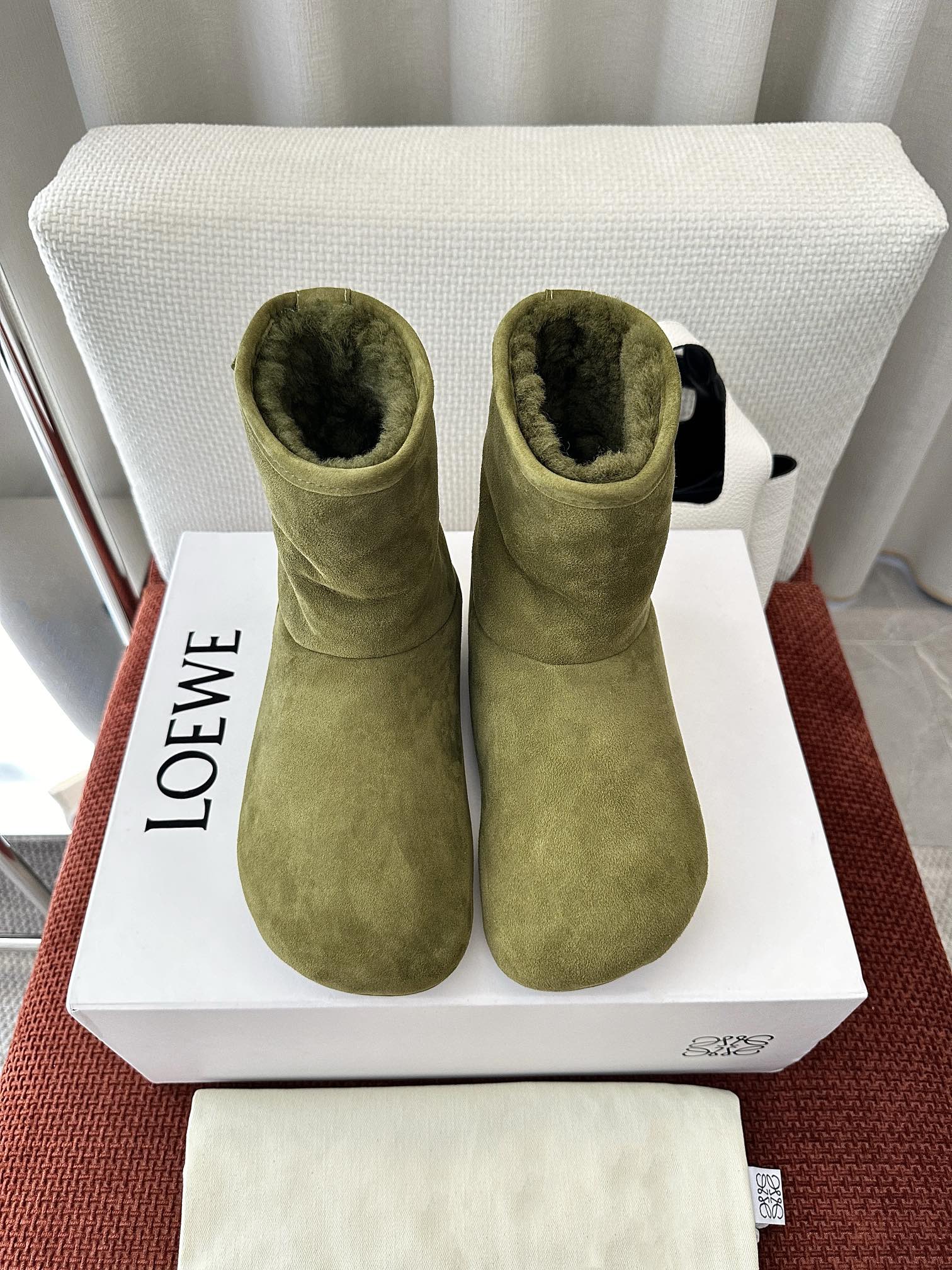 Loewe Sneeuw Laarzen Groen Lamswool Rubber