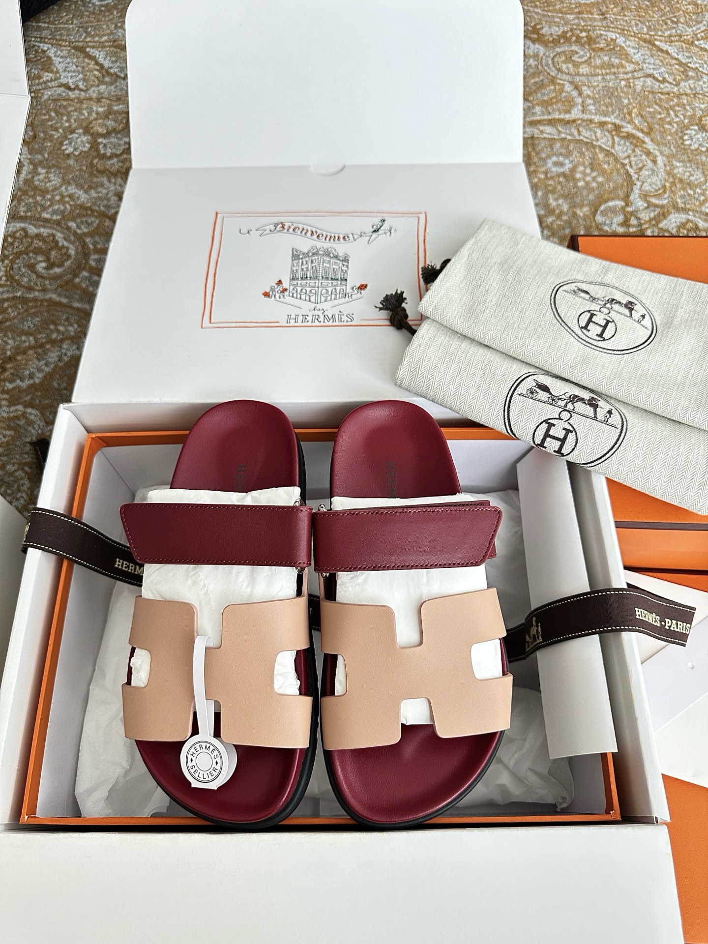 NO:413874,Apricot red cow leather, slippers, cowhide19860909杏拼红牛皮,拖鞋,slippers,cowhide,Women's Shoes