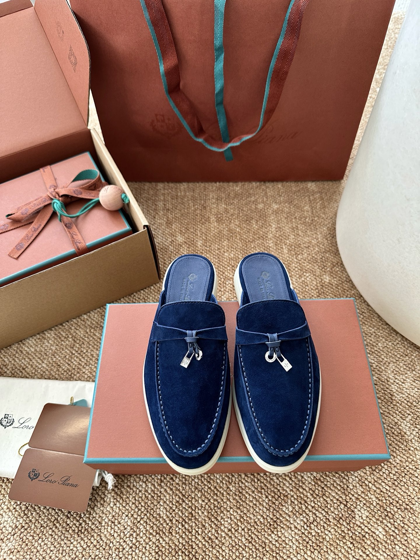 NO:693949,Dark blue, half-flop loafers, loafers19860909深蓝色,乐福鞋半拖,loafers,Women's Shoes
