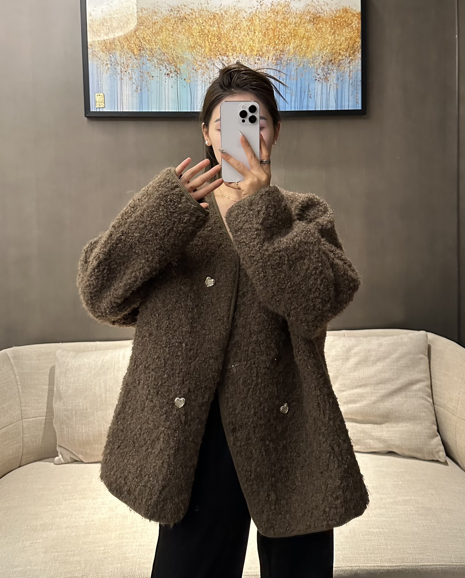 High-Quality Women’s Suit and LV Dustproof Bag Support, Green Fur 2024 Lamb-Gas Jacket. - 图片 2