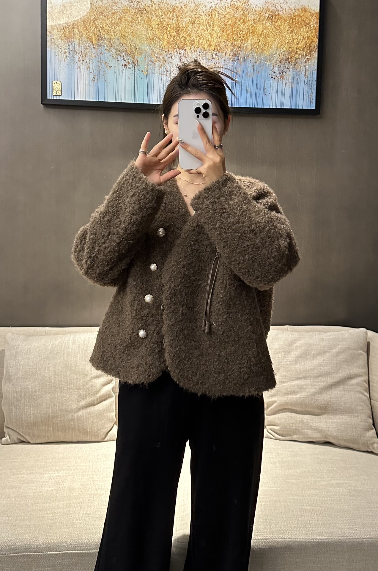 High-Quality Women’s Suit and LV Dustproof Bag Support, Green Fur 2024 Lamb-Gas Jacket. - 图片 7