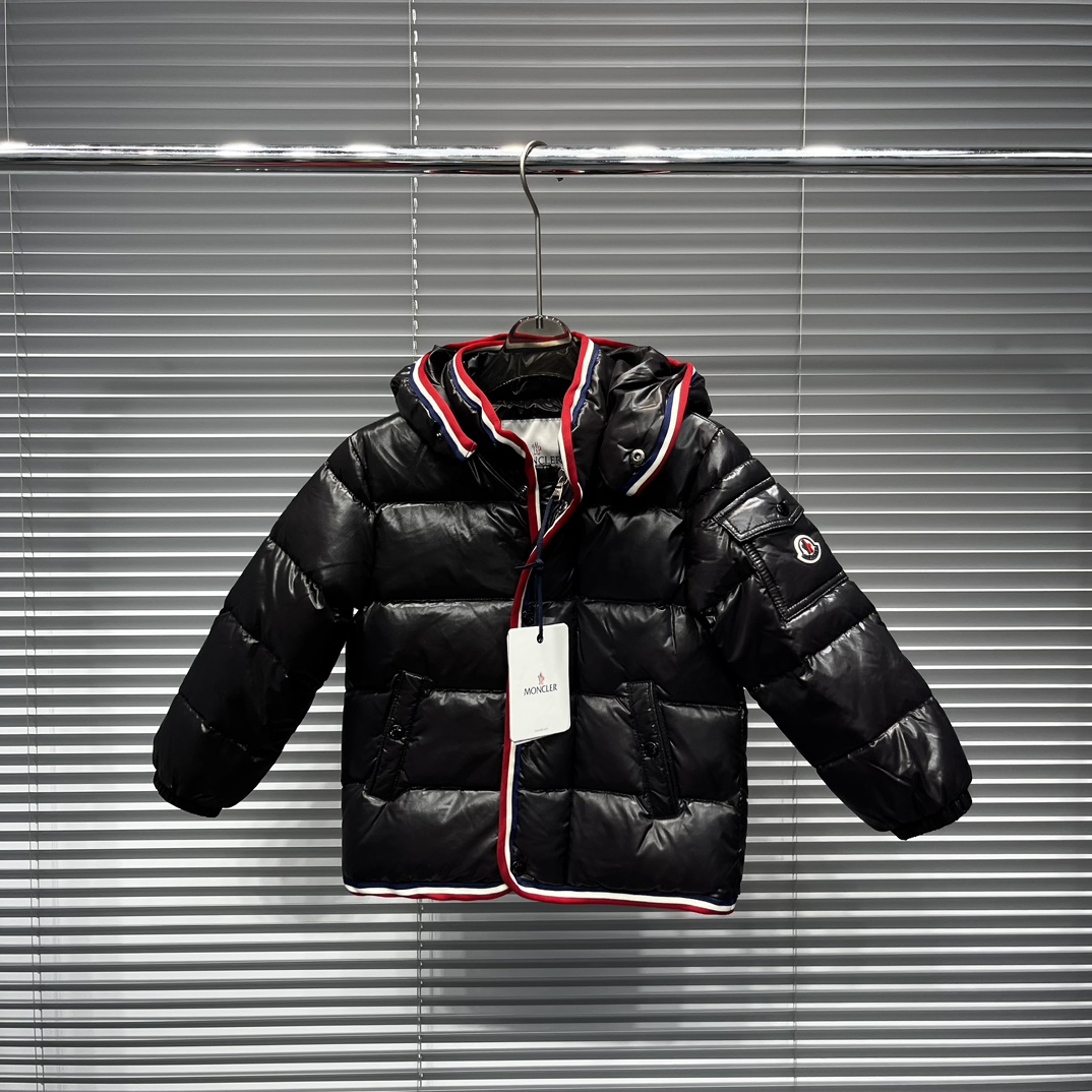 Moncler Clothing Down Jacket Black Red Kids Unisex Fall/Winter Collection