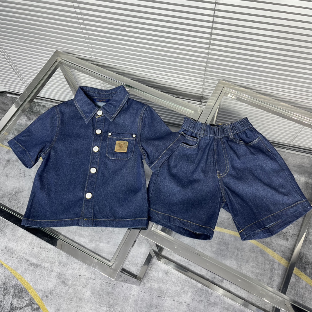 Conjunto, nuevo conjunto de camisa vaquera azul marino, clásico y versátil, diseño de cuello solapa con botones blancos…