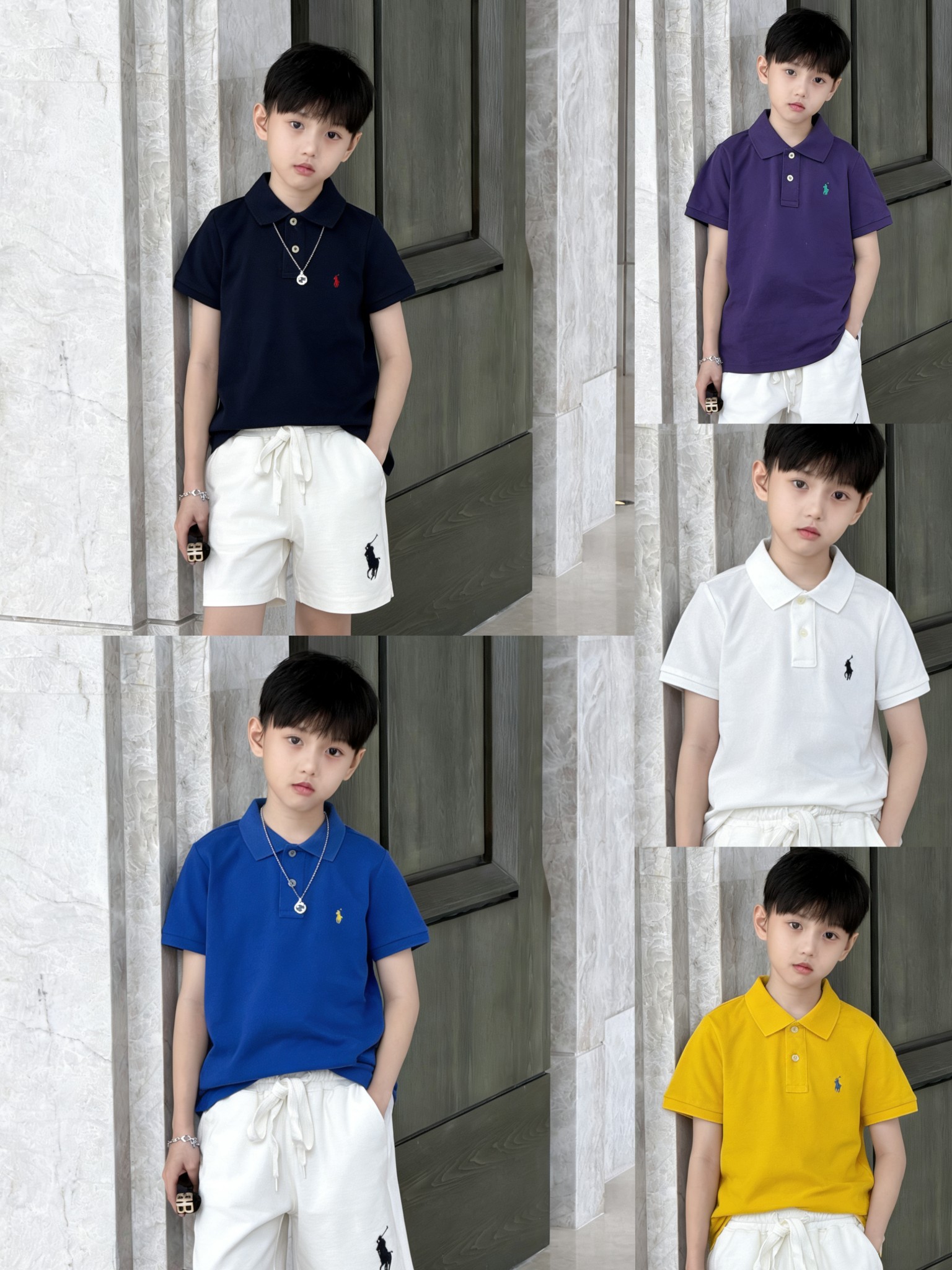 Camiseta de manga corta y pantalones cortos, nuevos modelos, bordado pequeño caballo, clásico con cuello polo dopamina,…