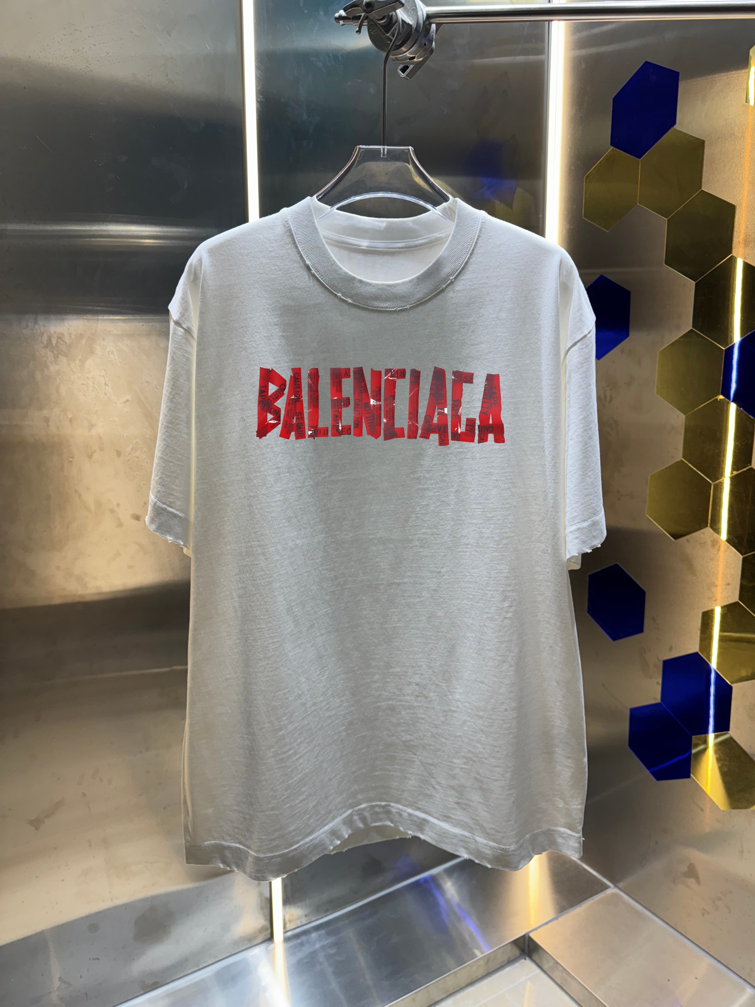 P80 Balenciag* 2025 Otoño-Invierno Nuevo Lavado Desgastado 320g Camiseta de Cuello Redondo Unisex Corte Holgado Colores…