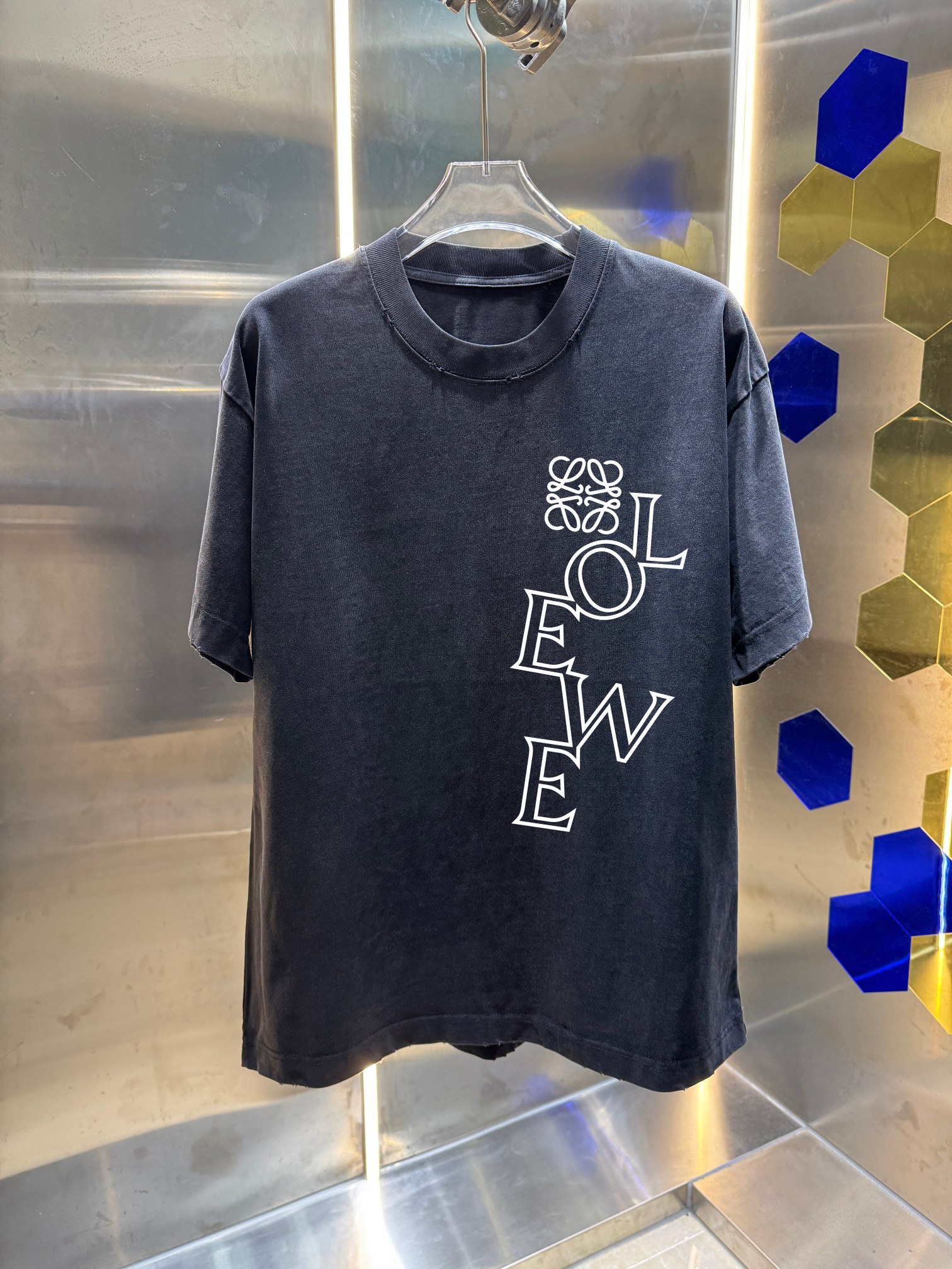 Loewe 罗意威*LOEWE2026春夏新款 洗水磨破320克圆领短袖tee 宽松版