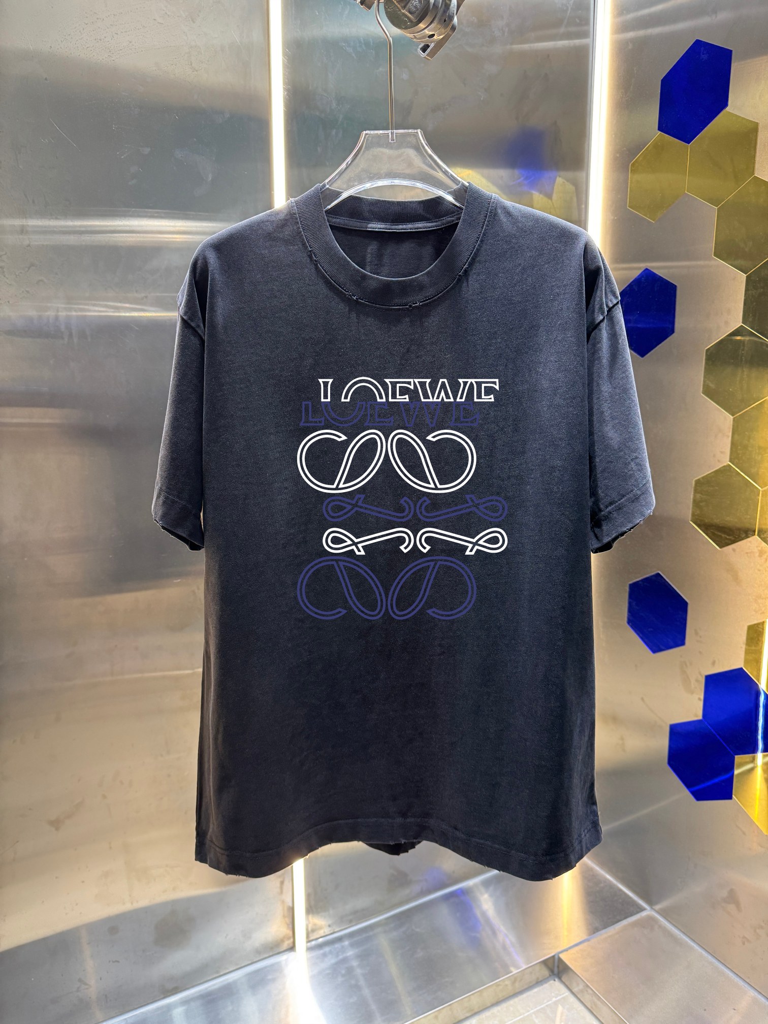 Loewe 罗意威*LOEWE2026春夏新款 洗水磨破320克圆领短袖tee 宽松版