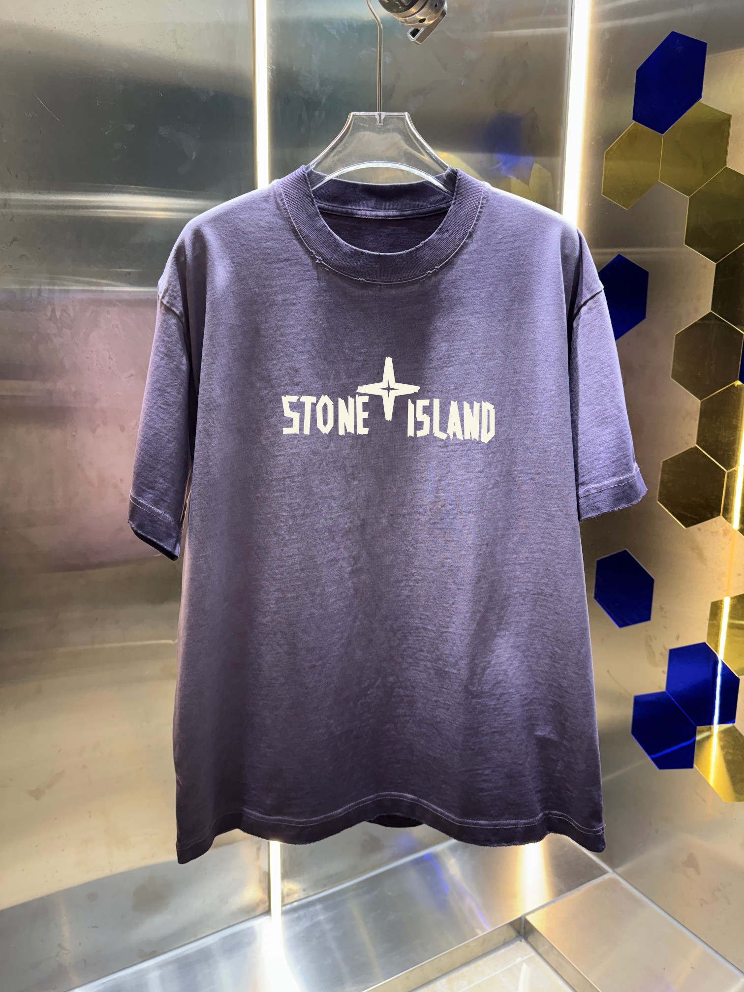 p90 Ston* islan* Stone* Island 2026 primavera/verano nueva temporada, camiseta de cuello redondo de 320 g con lavado a …
