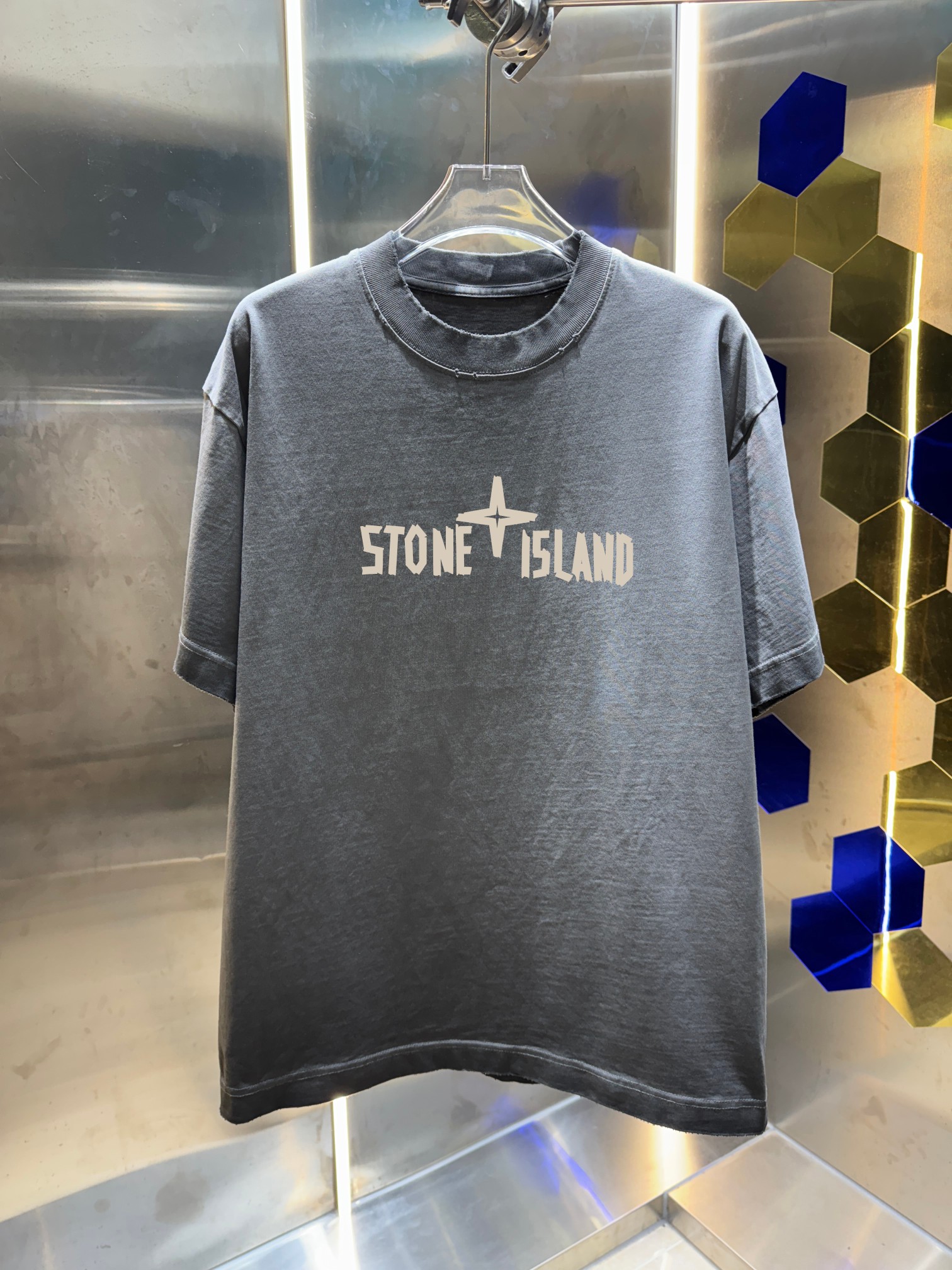 p90 Ston* islan* Stone* Island 2026 primavera/verano nueva temporada, camiseta de cuello redondo de 320 g con…