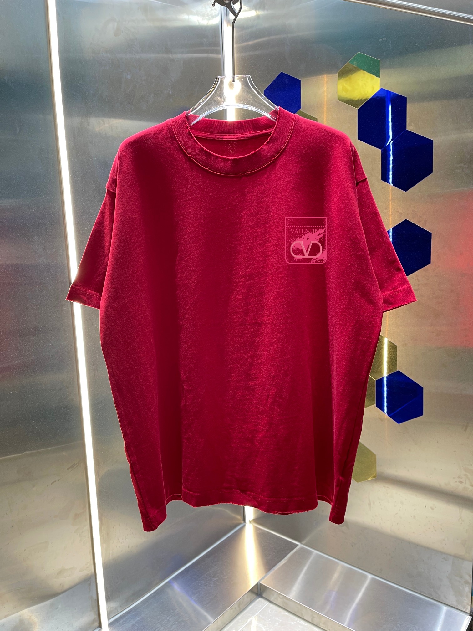 P90 VALENTIN* Valentino* Nueva temporada primavera/verano 2026, camiseta de cuello redondo de manga corta de 320 gramos…