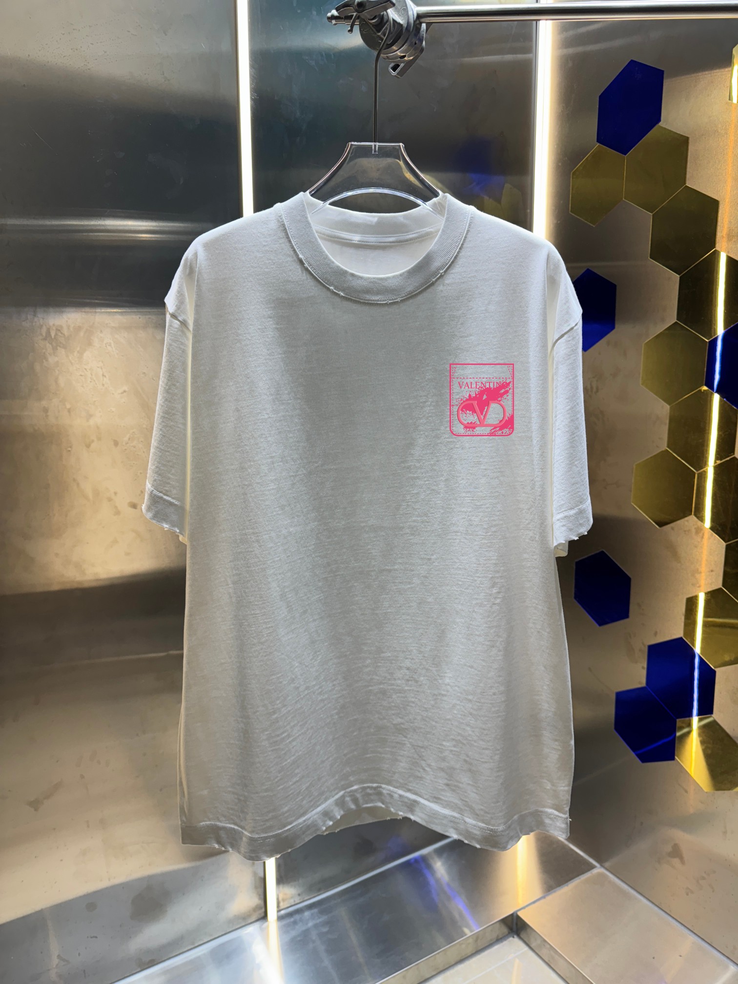 P90 VALENTIN* Valentino* Nueva temporada primavera/verano 2026, camiseta de cuello redondo de manga corta de 320 gramos…