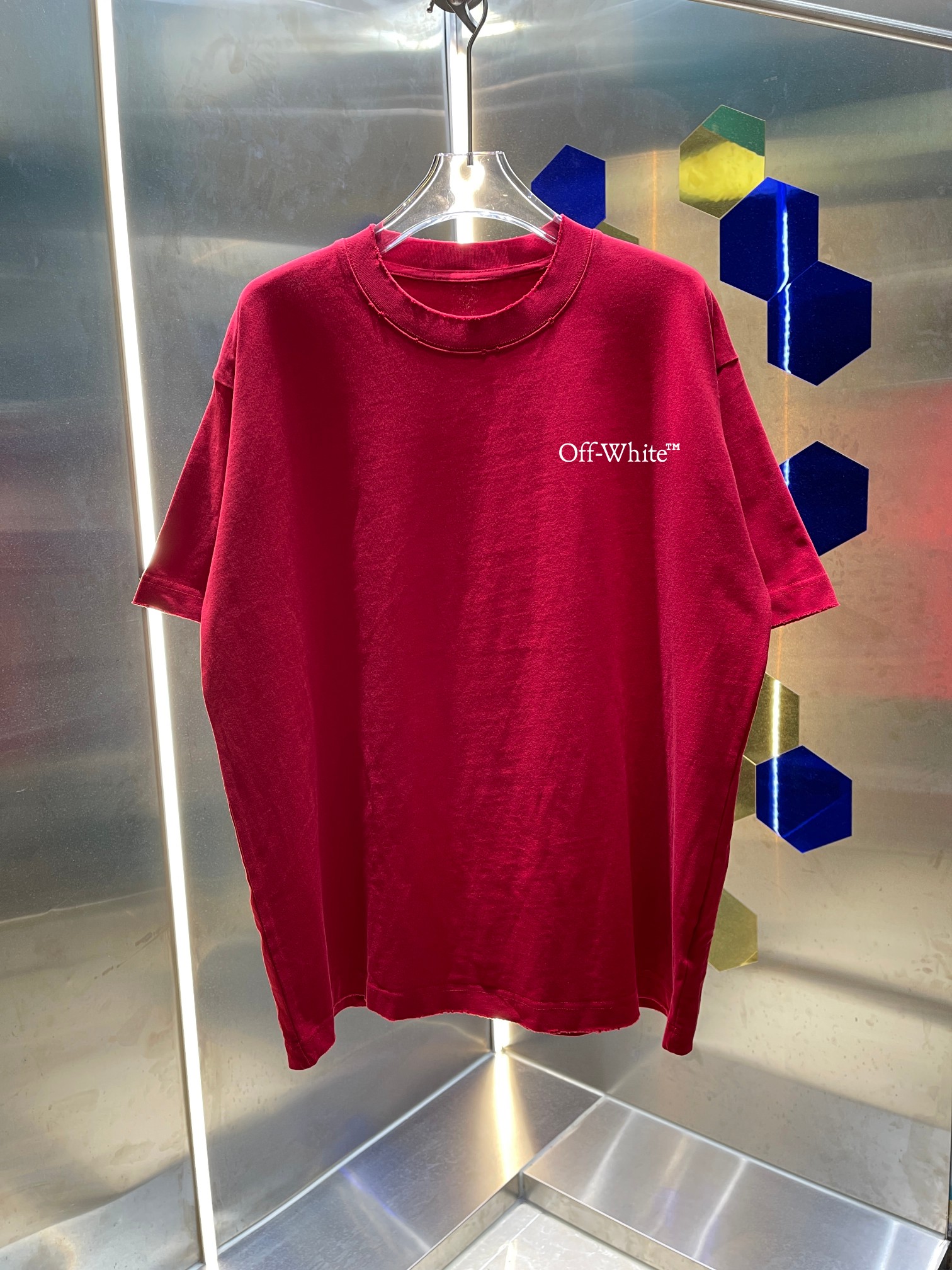 P90 OFF-white/2026 primavera-verano nueva llegada. Camiseta de cuello redondo de 320g, lavado a la piedra y desgastado.…