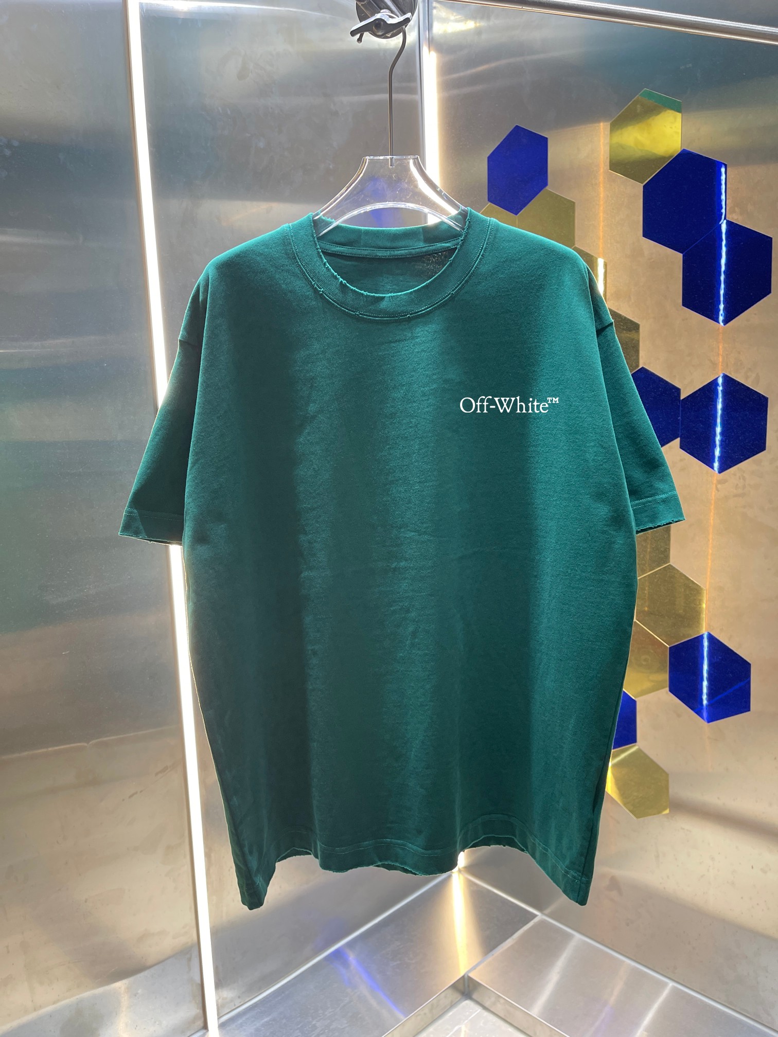 P90 OFF-white/2026 primavera-verano nueva llegada. Camiseta de cuello redondo de 320g, lavado a la piedra y desgastado.…