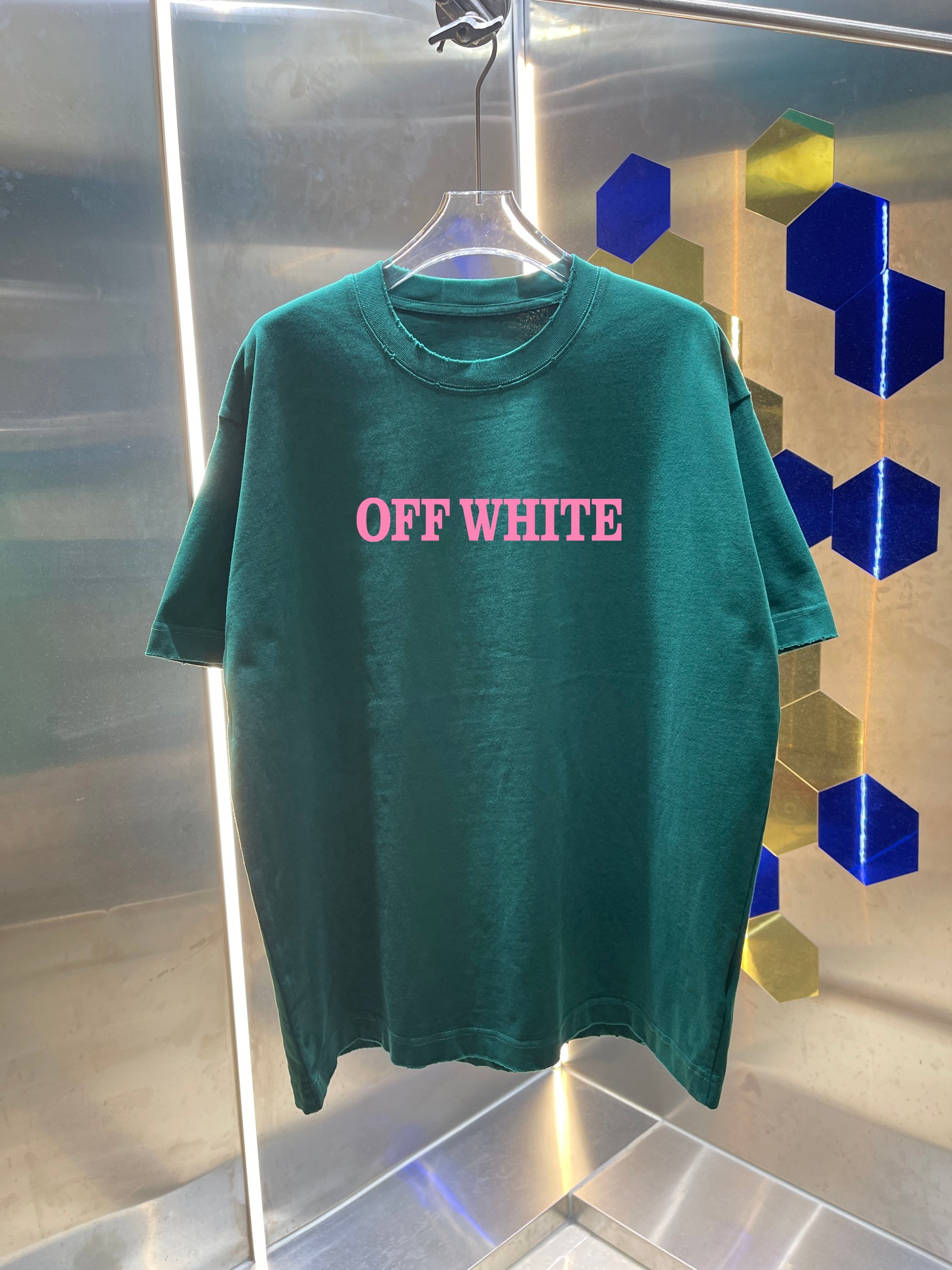 P90 OFF-white/2026 nueva temporada primavera-verano, camiseta de cuello redondo y manga corta de 320g lavada y desgasta…