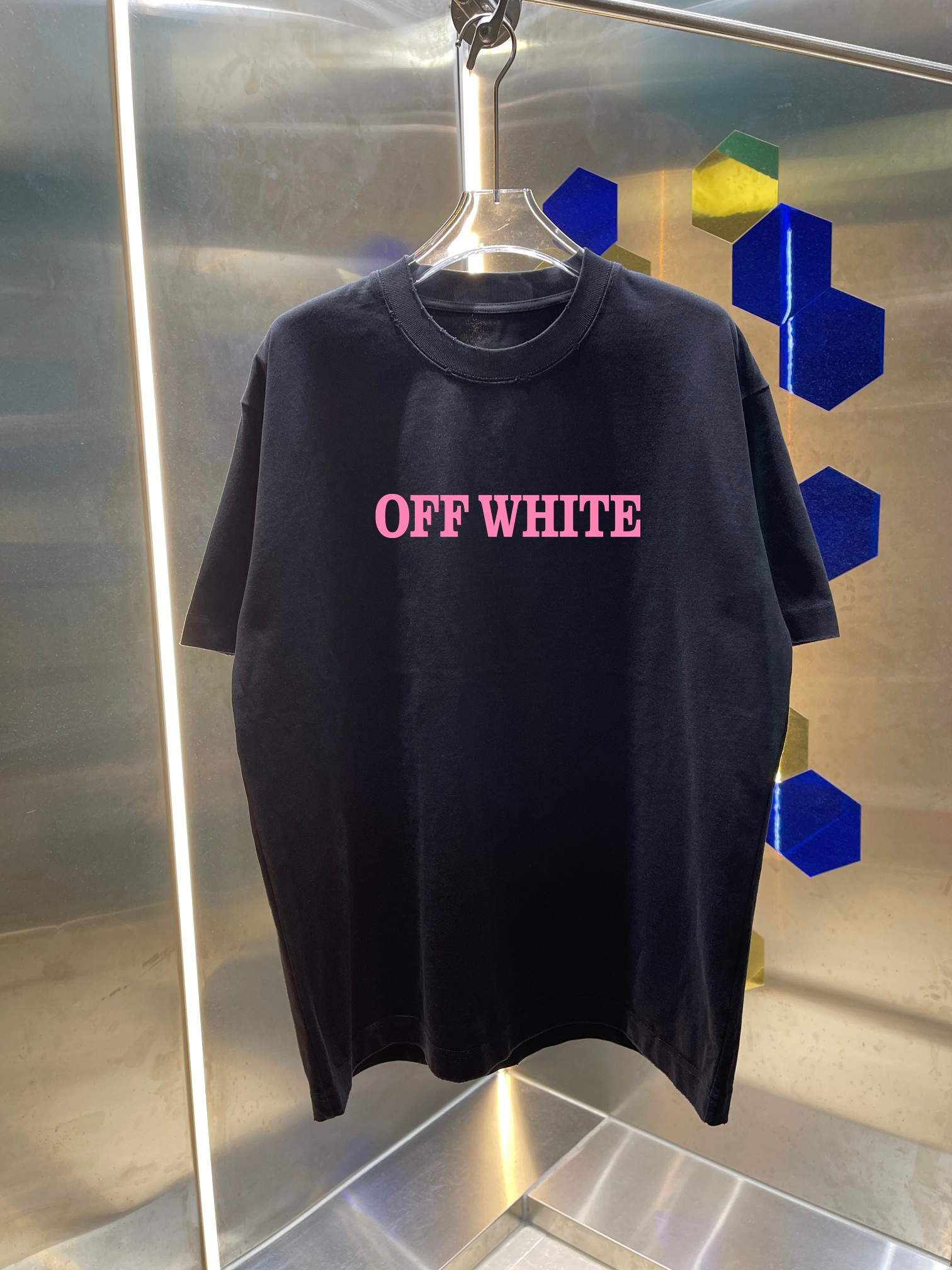 P90 OFF-white/2026 nueva temporada primavera-verano, camiseta de cuello redondo y manga corta de 320g lavada y desgasta…