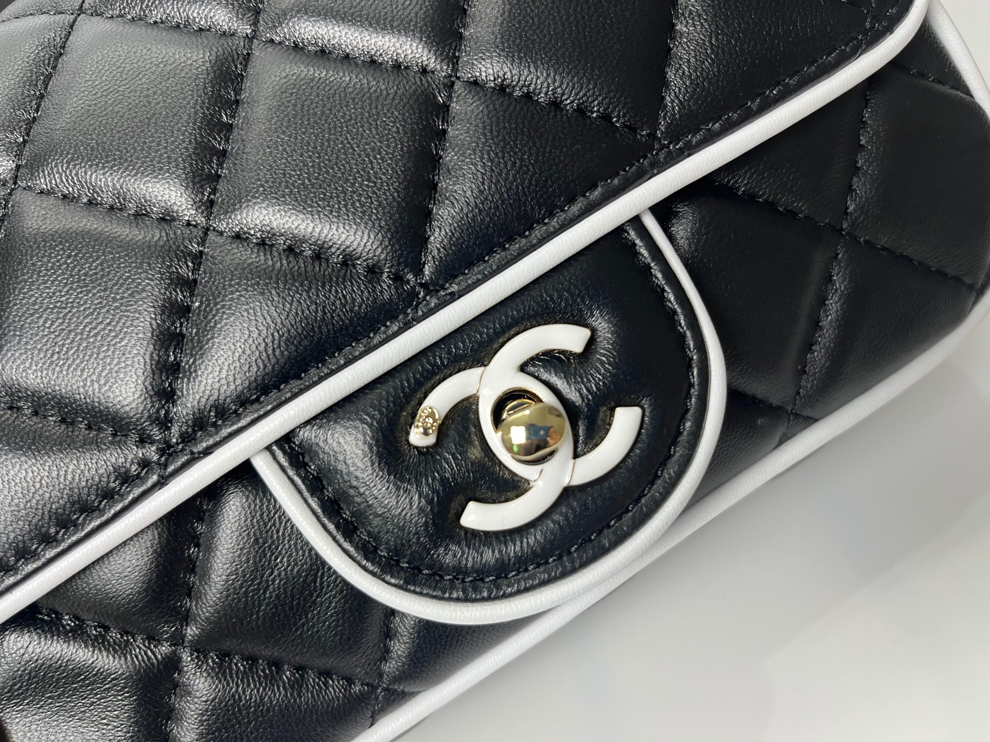 Chanel 25P Black & White Quilted Mini Bag with Ceramic CC Clasp, 12.5 x 19.5 cm 8 a1746120858839 6285