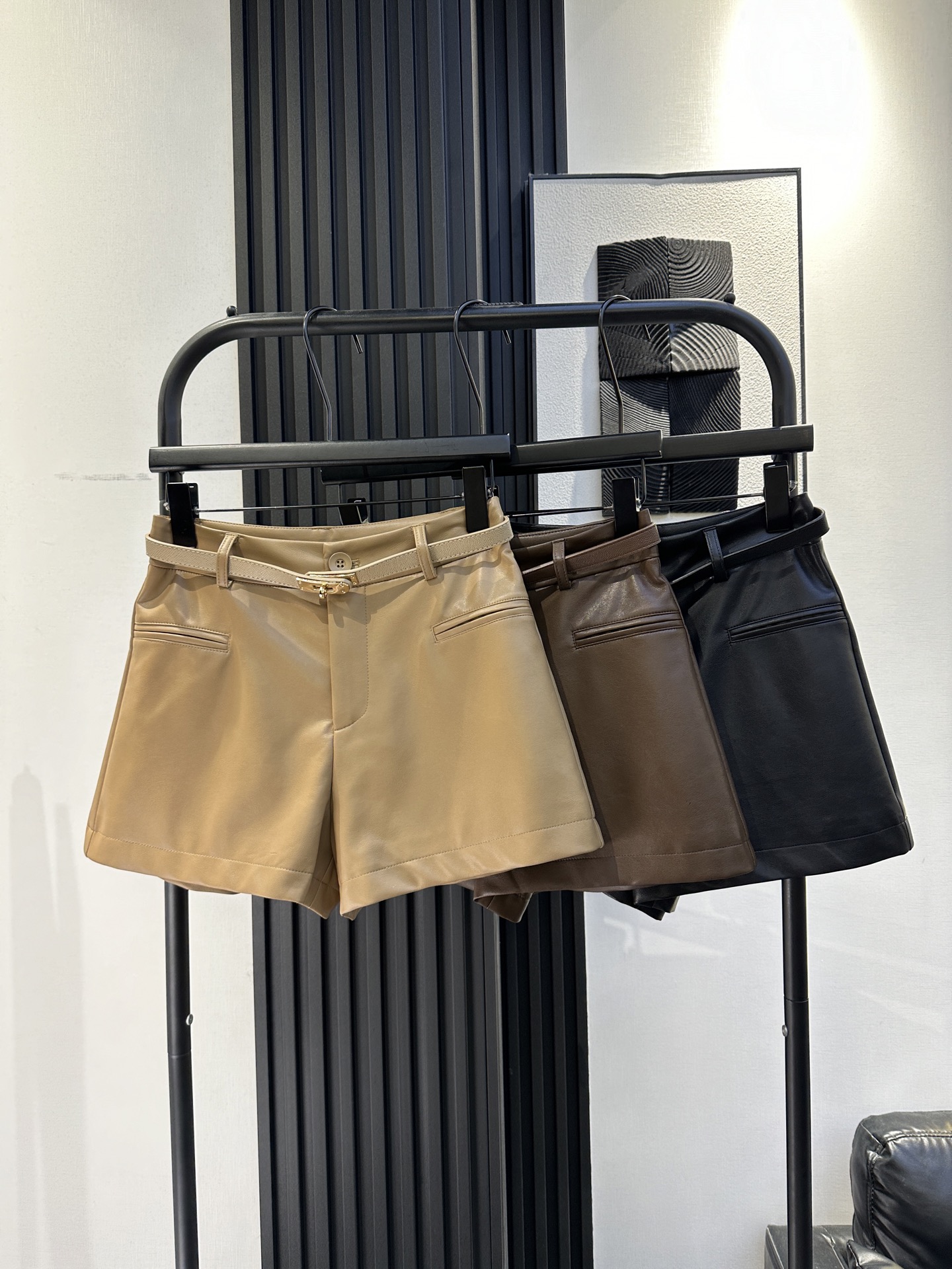 Hermes Belted Leather Shorts
