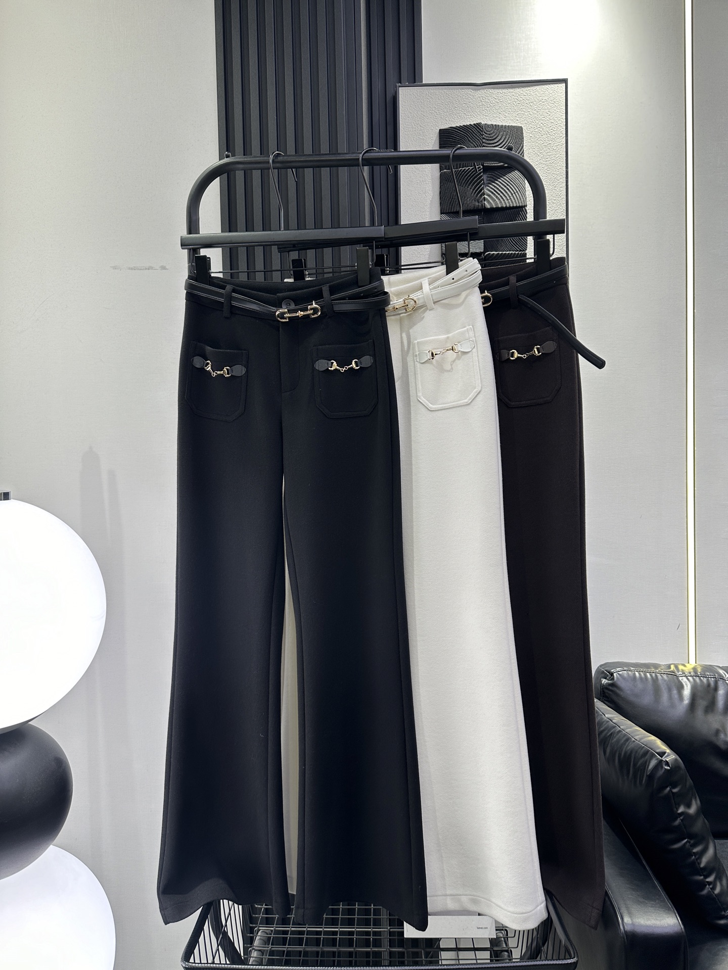 Celine Buckle Panel Flared Pants