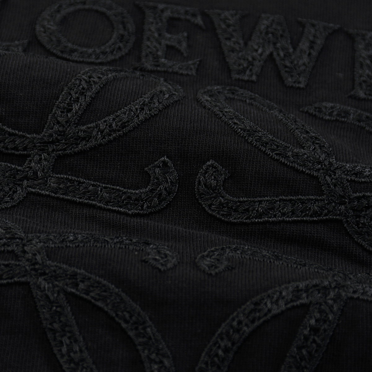 Loewe/罗意威 26ss 暗纹logo编织刺绣短袖 黑色 白色