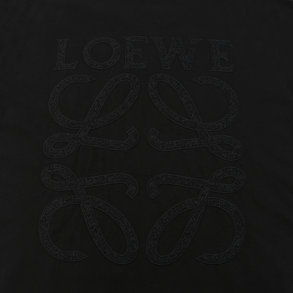 Loewe/罗意威 26ss 暗纹logo编织刺绣短袖 黑色 白色