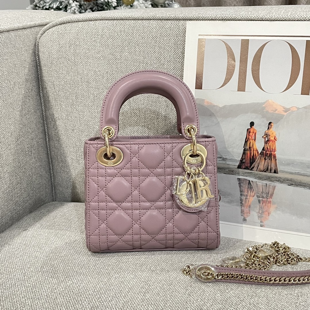 디올 Lady Dior 17cm 핑크 양가죽 백 레플리카