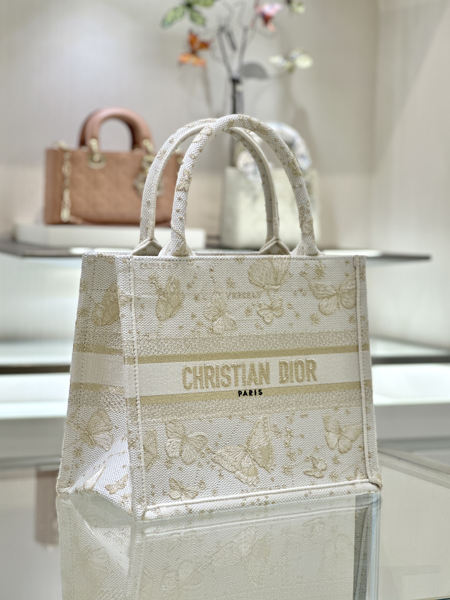 디올 Book Tote 26cm 골드 버터플라이 토트백 레플리카