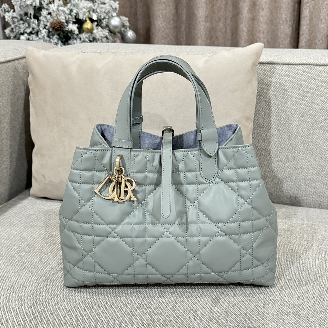 디올 Toujours 28.5cm 그레이 소가죽 까나쥬 토트백 레플리카