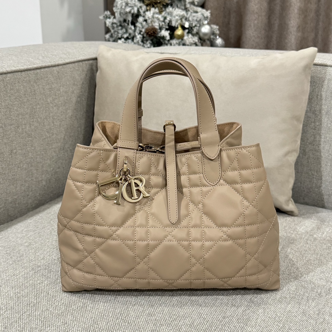 디올 Toujours 28.5cm 그레이 소가죽 까나쥬 토트백 레플리카