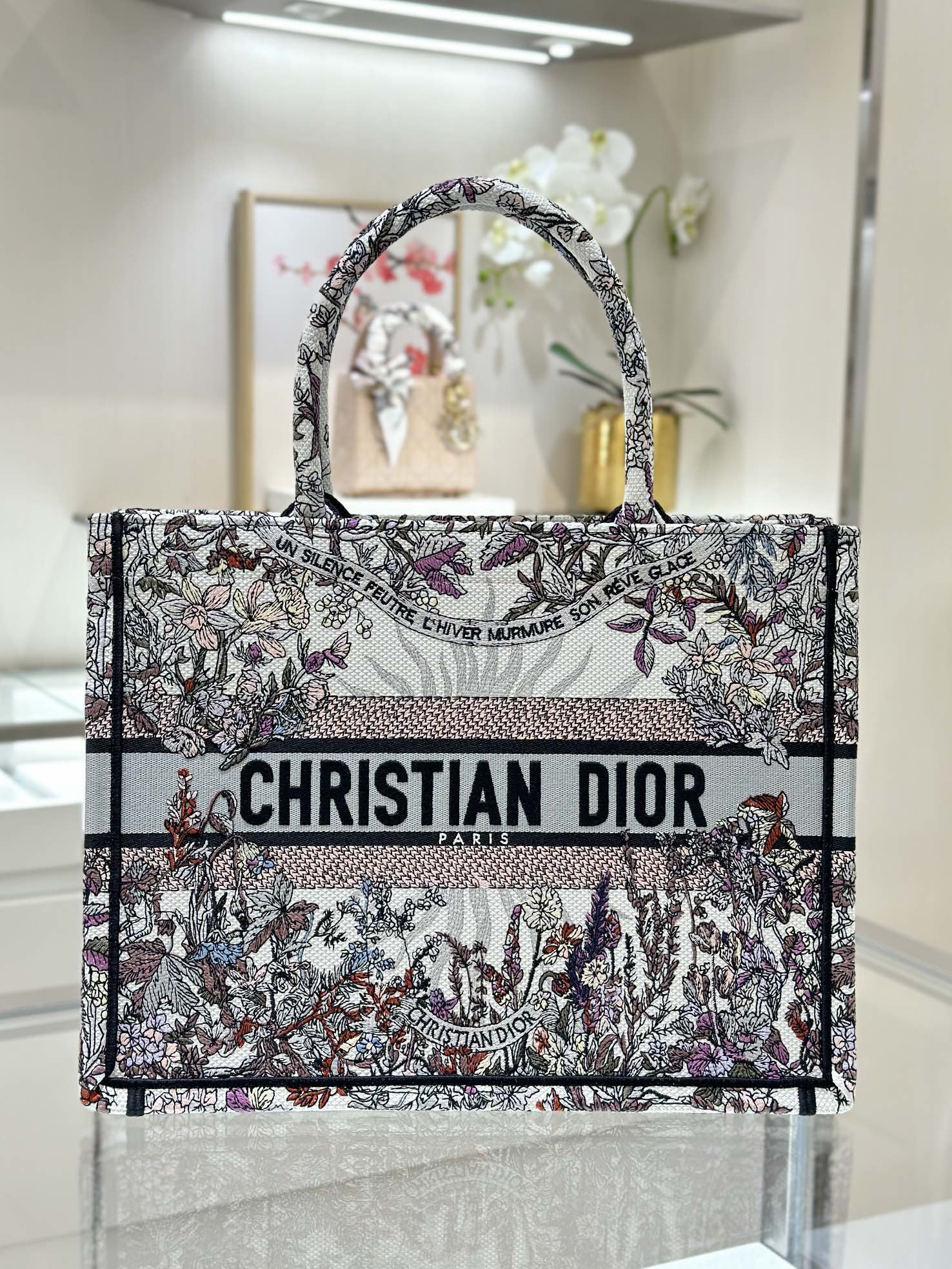 디올 Book Tote 36cm 그레이 플라워 토트백 레플리카