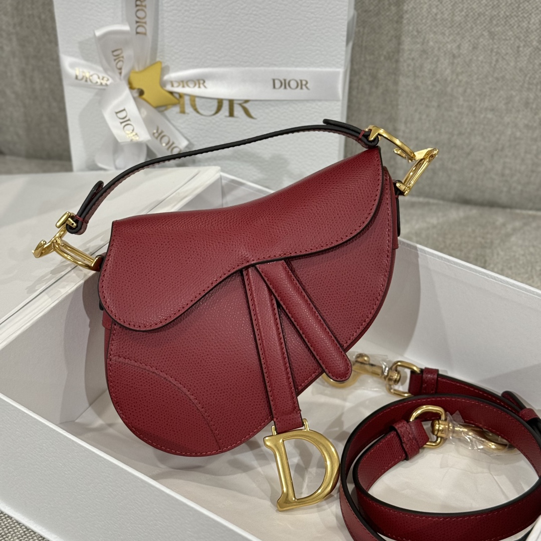 디올 Saddle 19cm 레드 소가죽 오블리크 새들백 레플리카