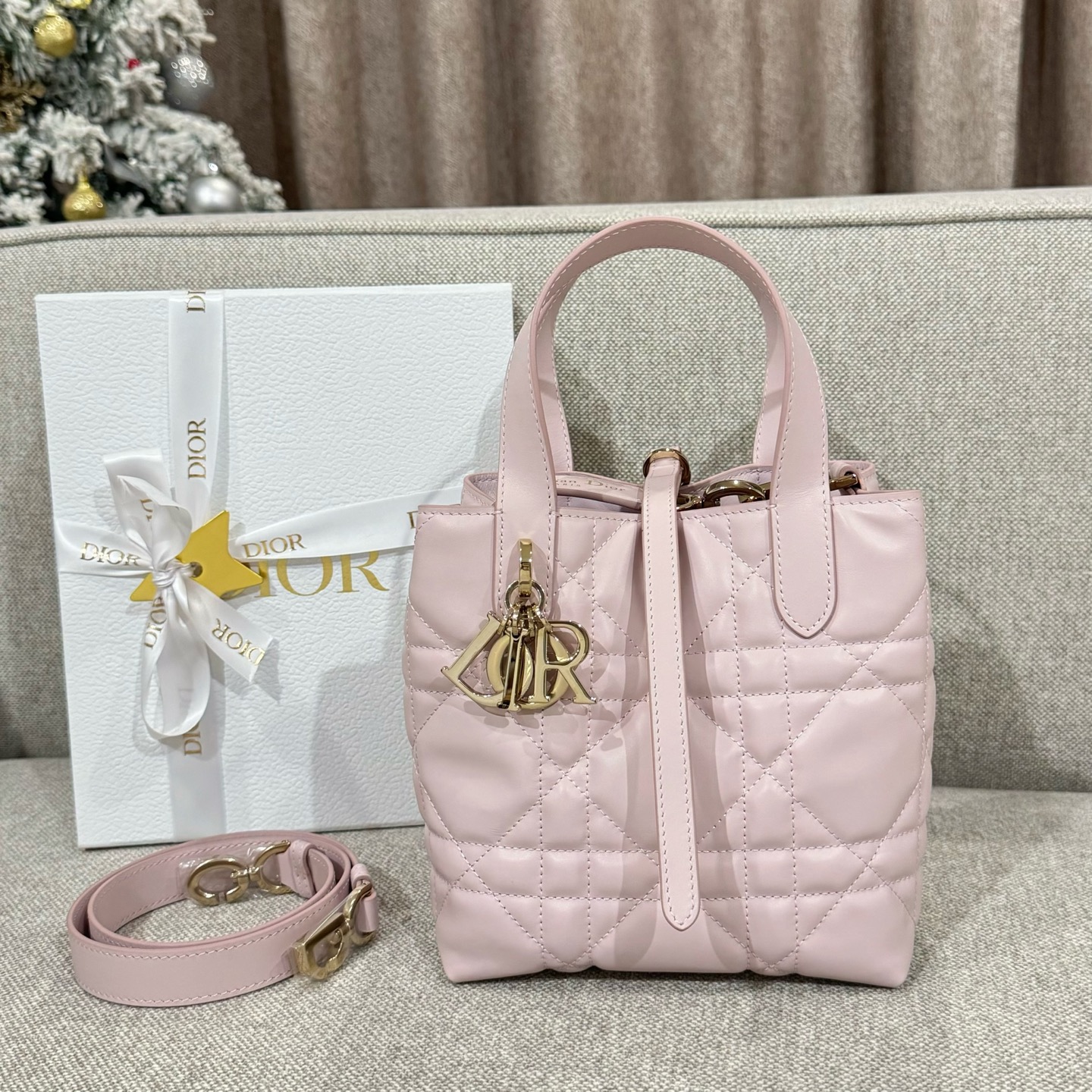 디올 Toujours 18.5cm 소가죽 까나쥬 토트백 레플리카