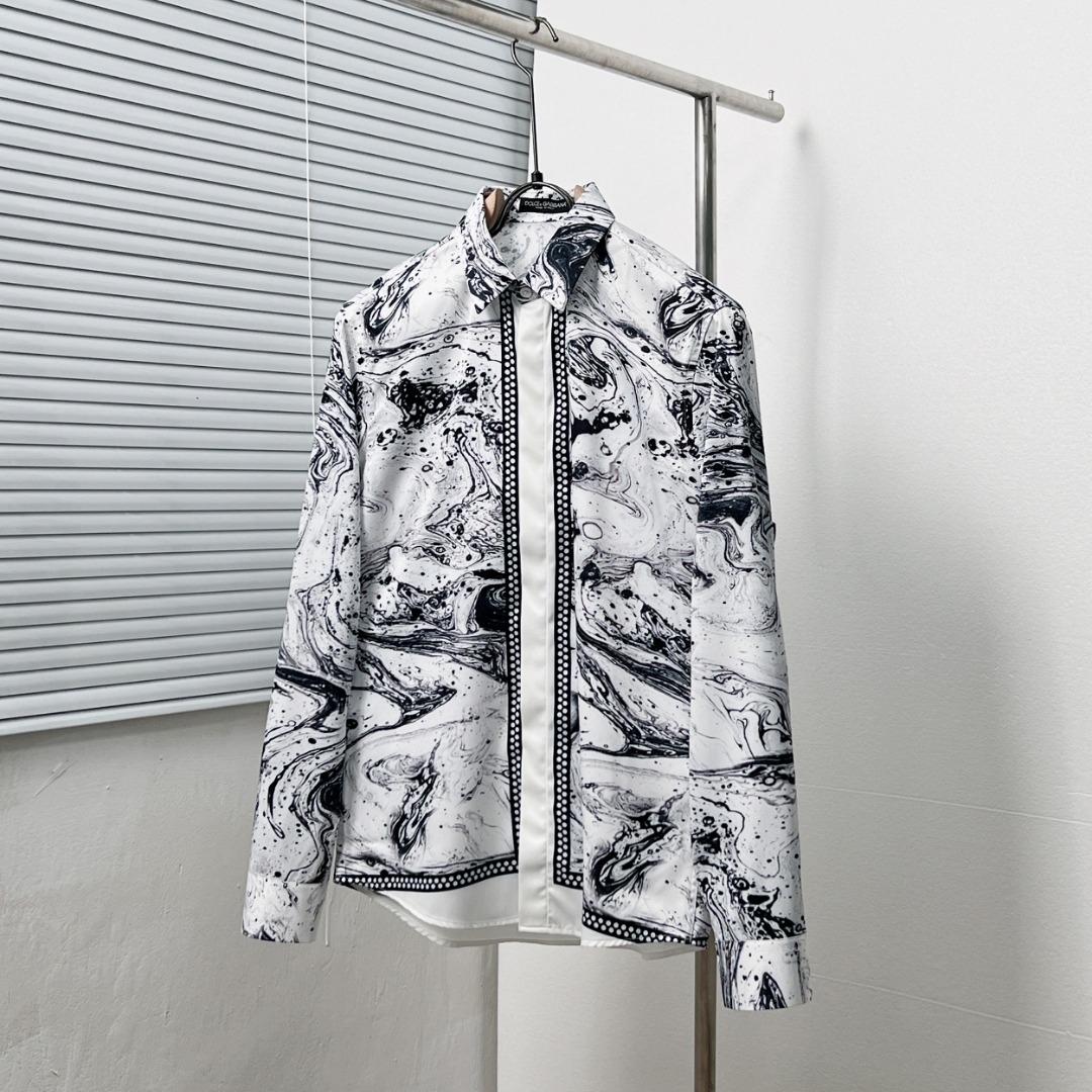 Dolce&Gabbana*/Dolce & Gabbana* camisa de estampado abstracto impresionista en contraste. Tallas: M-3XL