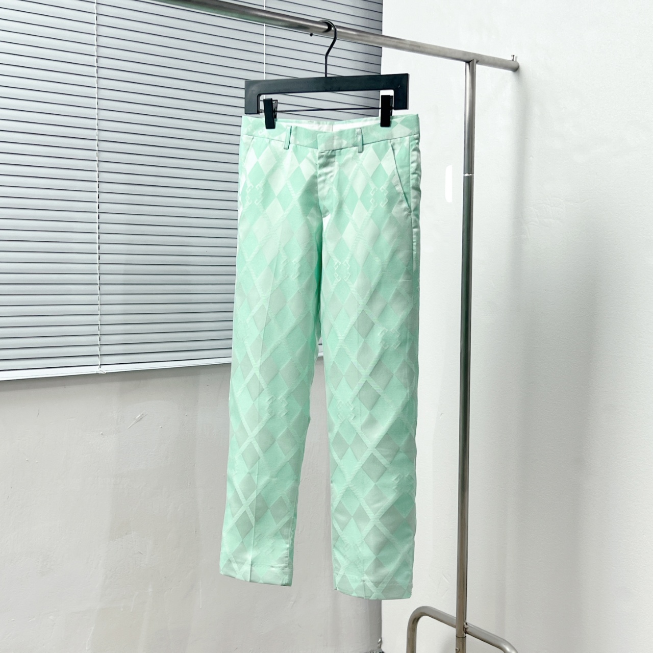 Givenchy Full Width Twill Rhombus Checkered Jacquard Dress Pants