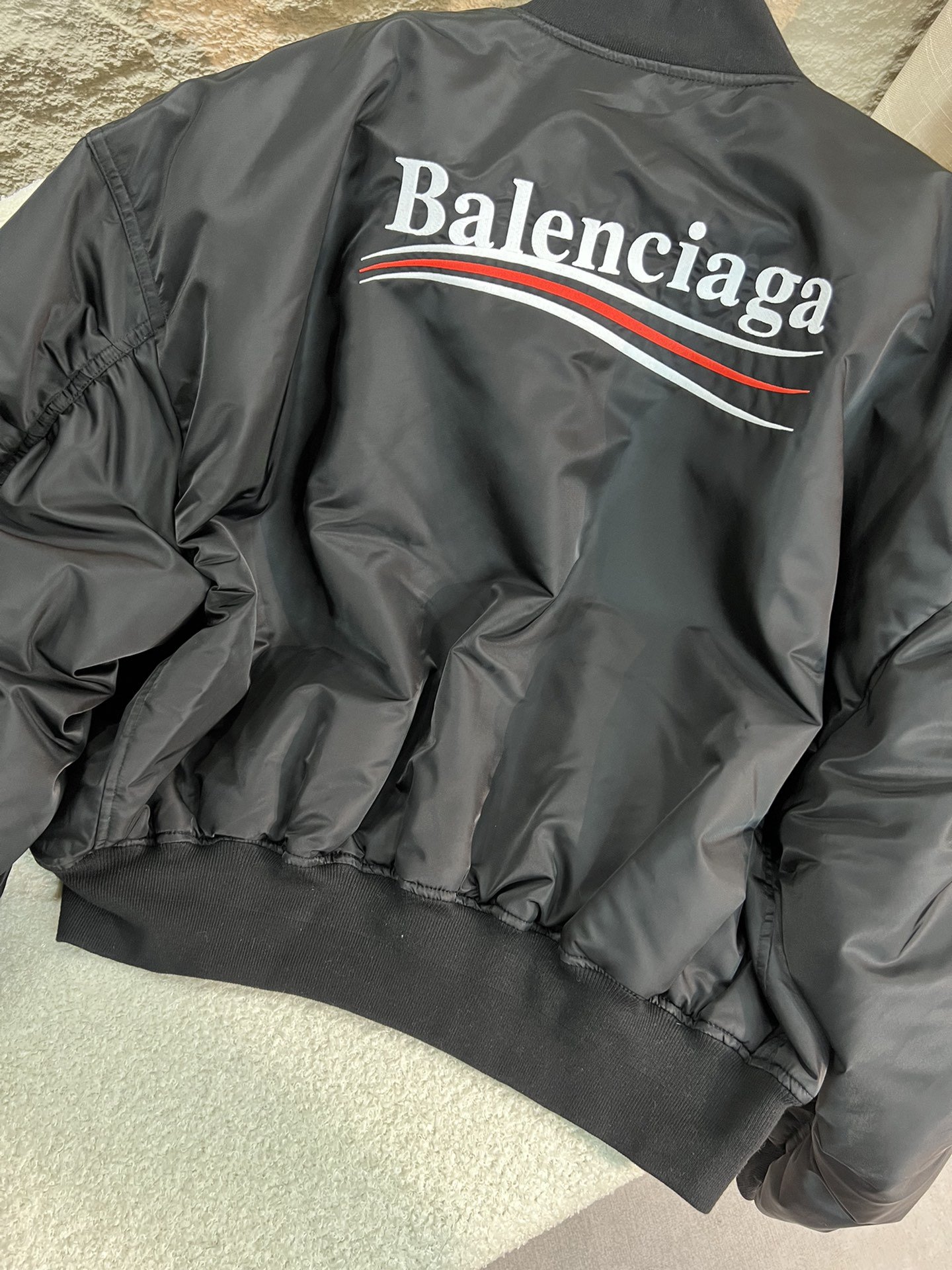 新款️！Balenciag*2023FW海浪可乐bomber夹克棉服红色红红火火黑色男友风螺纹袖口小细节