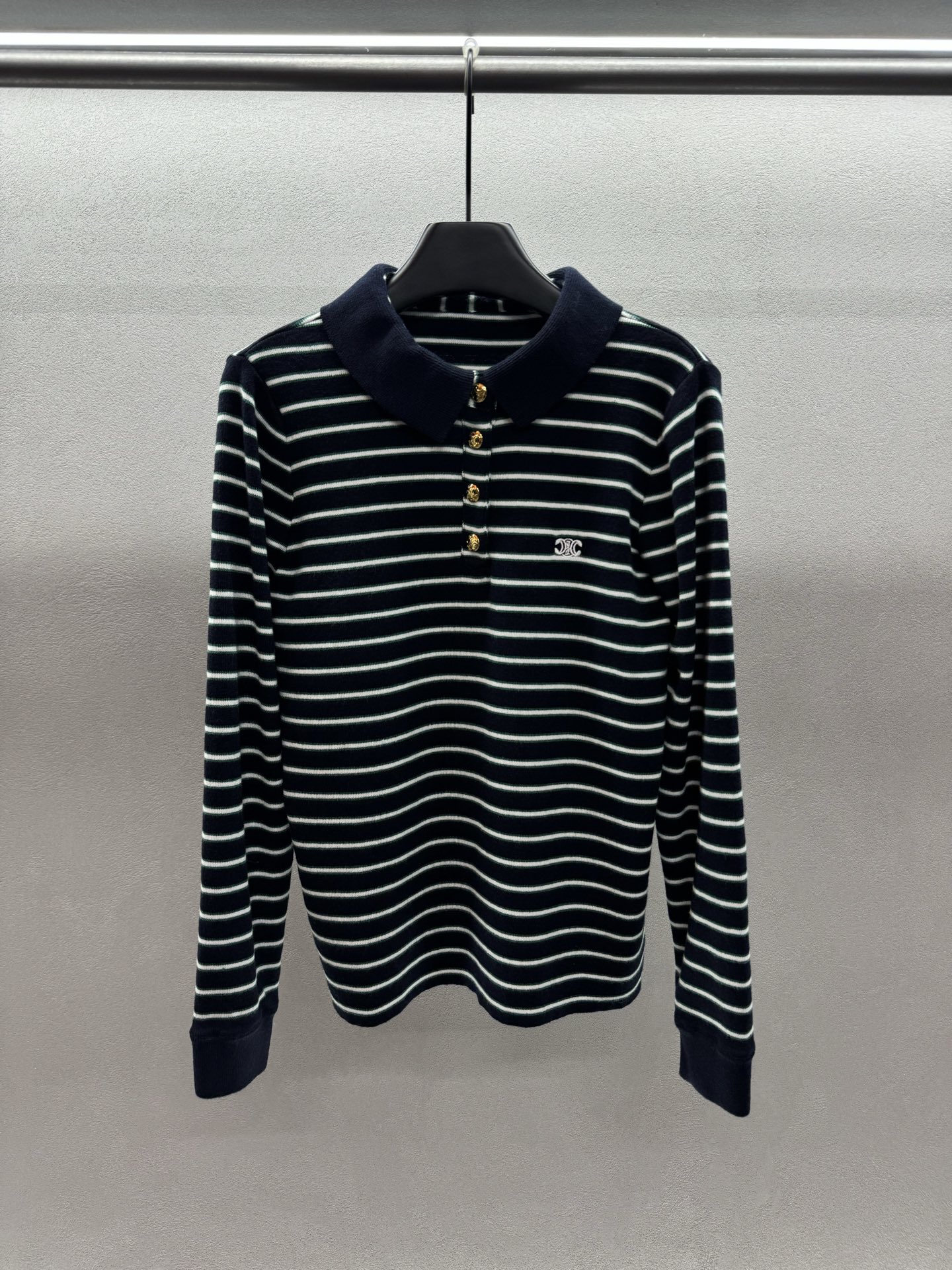 ￼ ❄️2025 Autumn and Winter❄️ ！Celin*，条纹Polo针织，经典撞色条纹