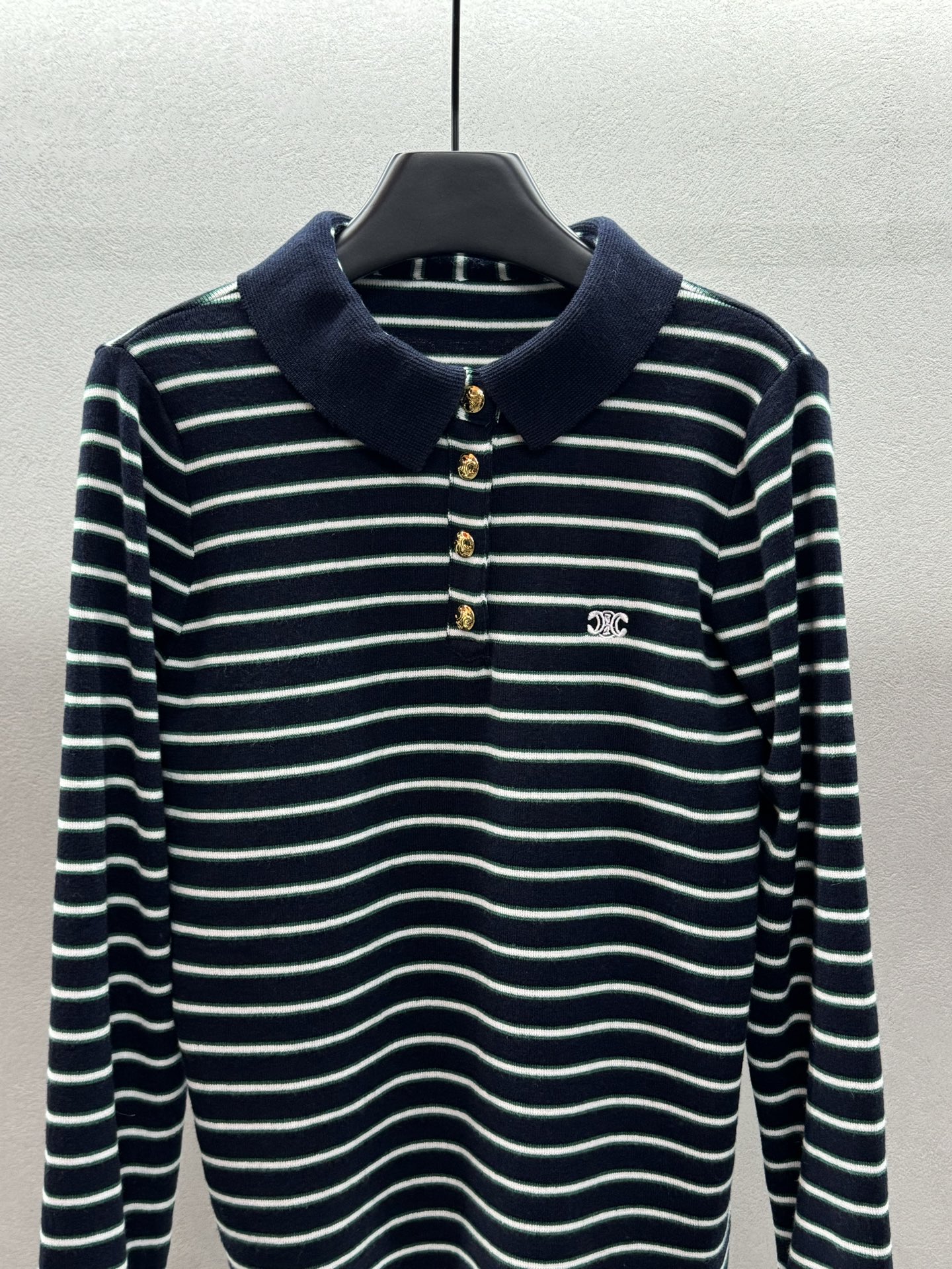 ￼ ❄️2025 Autumn and Winter❄️ ！Celin*，条纹Polo针织，经典撞色条纹