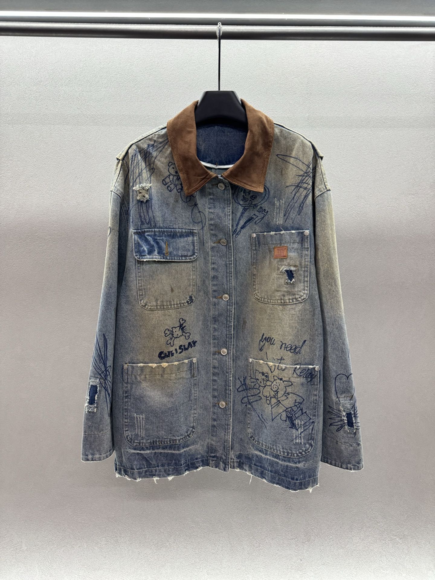 ￼ ❄️2025 Autumn and Winter❄️！ForDa*re，福蝶早秋拼色翻领牛仔外套，复