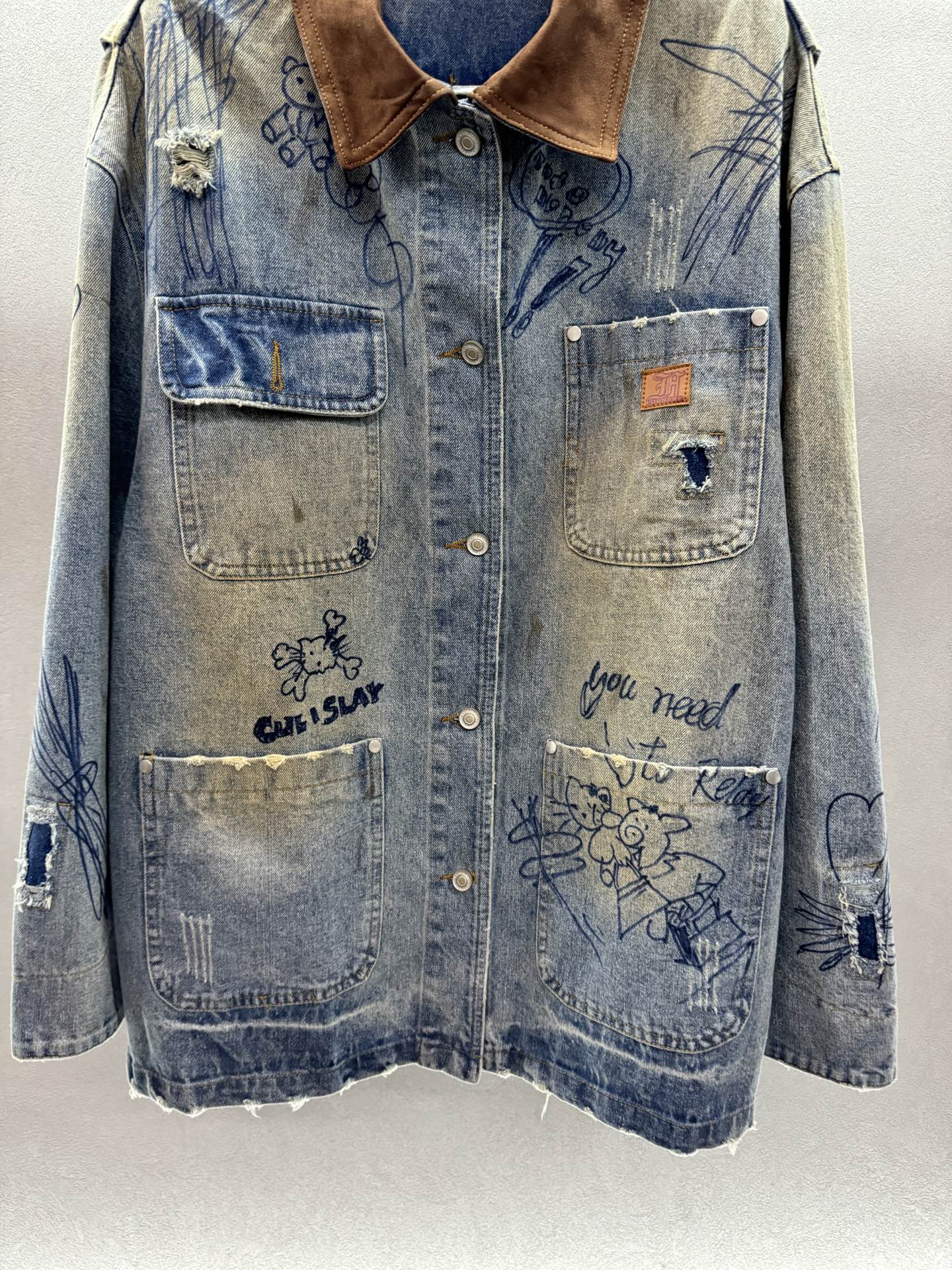 ￼ ❄️2025 Autumn and Winter❄️！ForDa*re，福蝶早秋拼色翻领牛仔外套，复