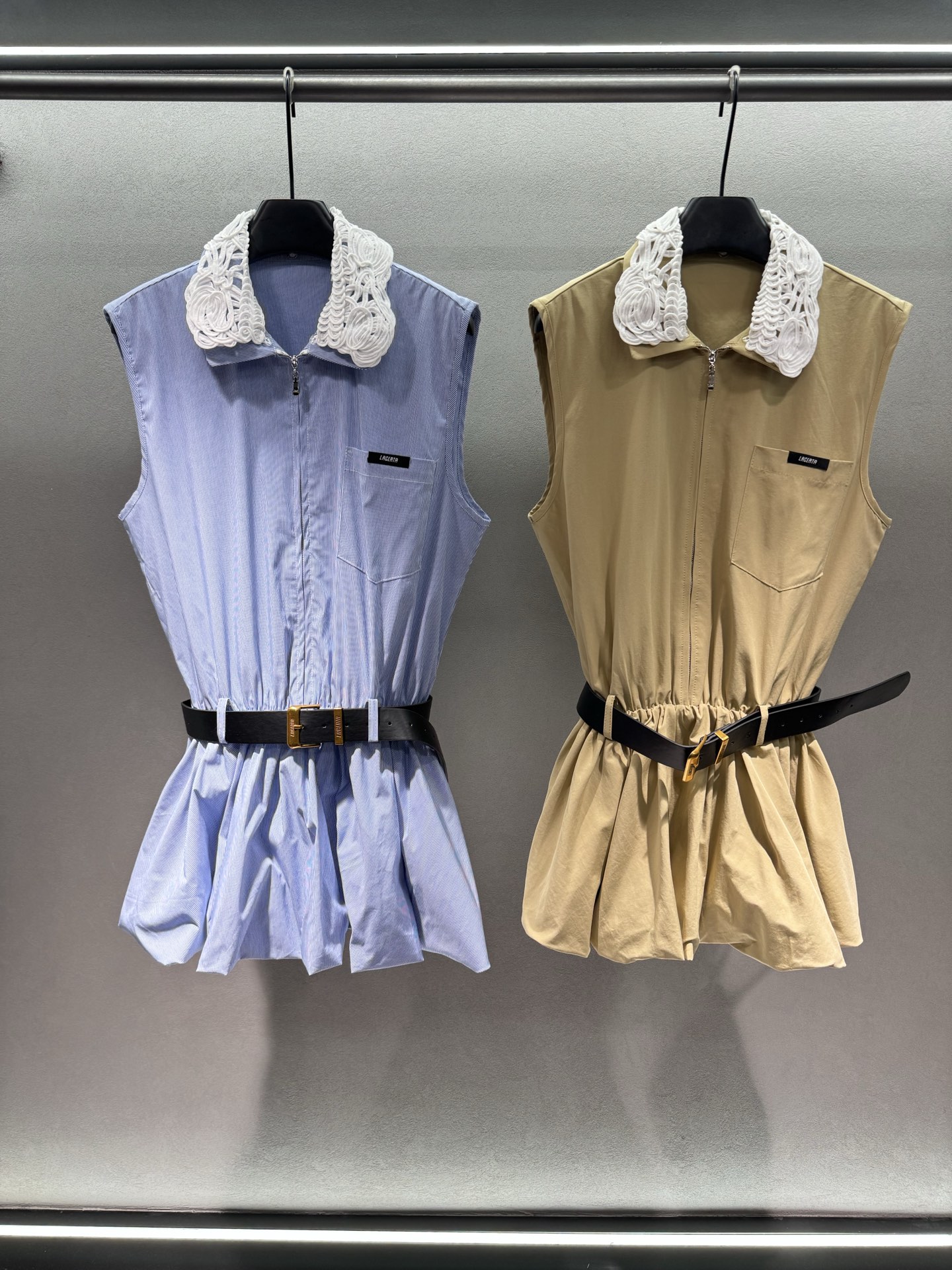 ￼ 🌾2026 SPring&Summer 🔥！lacer*ta，学院风蕾丝收腰连衣裙，立体盘花蕾丝翻领