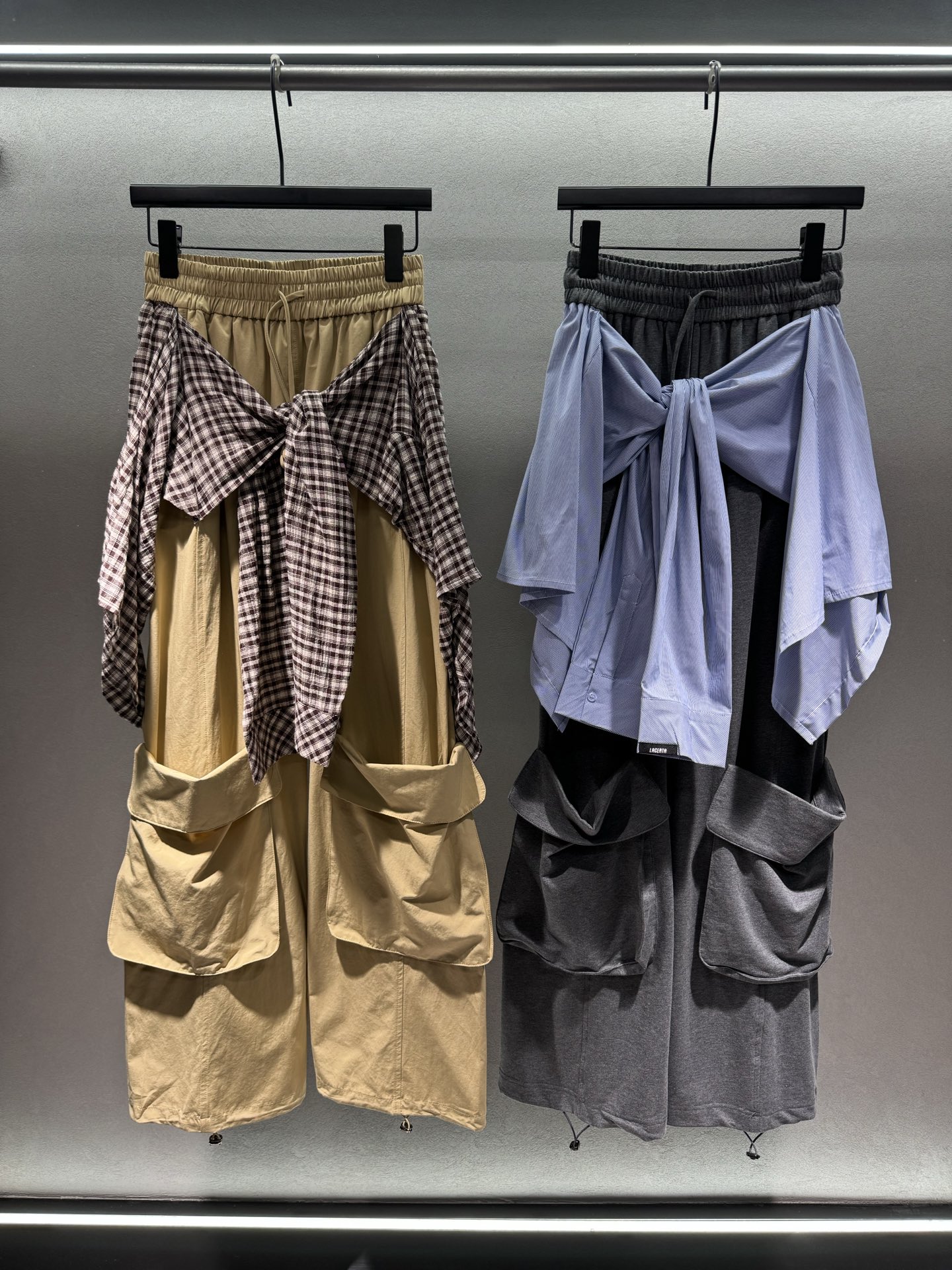 ￼ 🌾2026 SPring&Summer 🔥！Lacer*ta，拼接衬衣工装裤！阔腿裤拼接衬衫假两件工