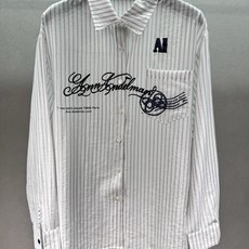  🌾2026 SPring&Summer 🔥!Ann松弛感条纹衬衫,灰白竖条纹+邮戳涂鸦印花,街头感拉  🌾2026 SPring&Summer 🔥!Ann松弛感条纹衬衫,灰白竖条纹+邮戳涂鸦印花,街头感拉