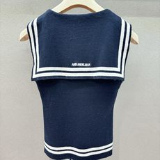  2026 Spring&Summer !Ann海军领无袖针织,修身针织版型,完美勾勒腰线,藏肉显瘦的  2026 Spring&Summer !Ann海军领无袖针织,修身针织版型,完美勾勒腰线,藏肉显瘦的