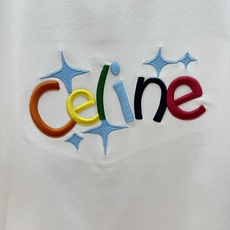 !Celin*e撞色T恤,白T+粉蓝撞色包边也太元气了,瞬间拉满夏日多巴胺氛围,彩色刺绣字母+星星图案, !Celin*e撞色T恤,白T+粉蓝撞色包边也太元气了,瞬间拉满夏日多巴胺氛围,彩色刺绣字母+星星图案,