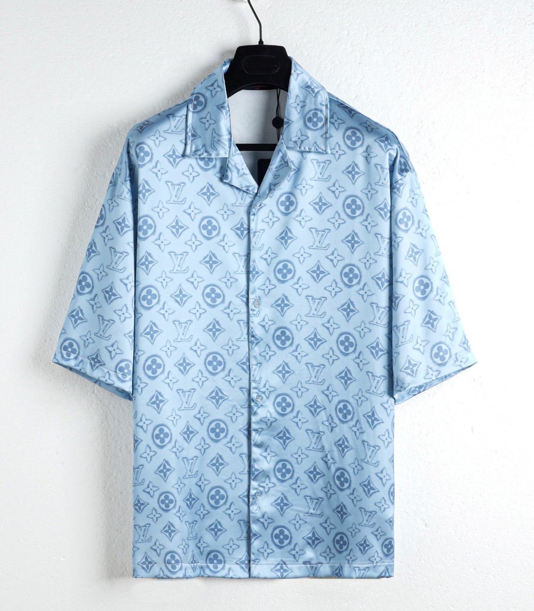 Louis Vuitton Clothing Shirts & Blouses Good Quality Replica
 Blue Grey White Printing Summer Collection