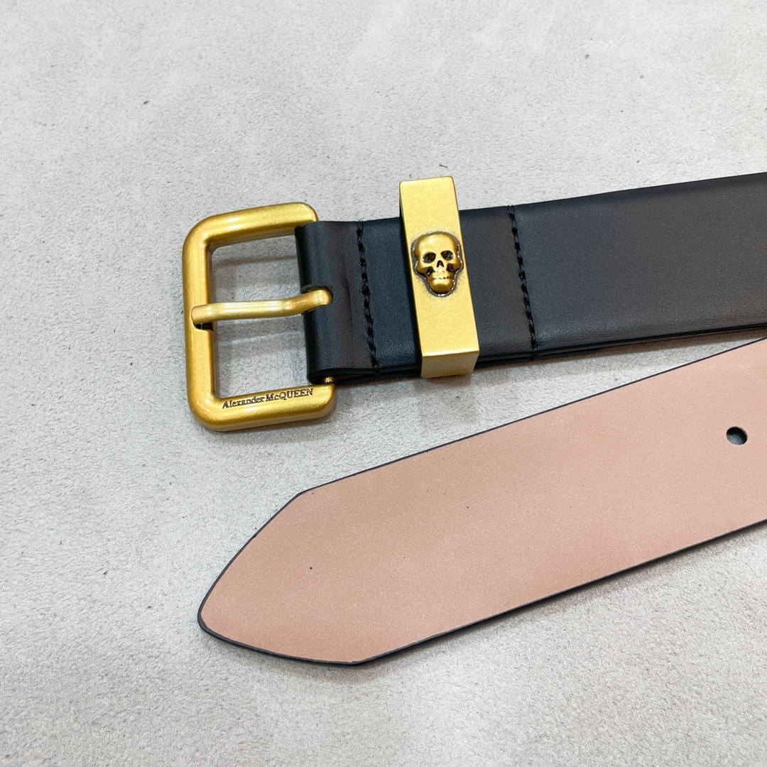 “Stylish Unisex 3.5CM Alexander McQueen Belt Purchased for Full-Time Network” - 图片 4