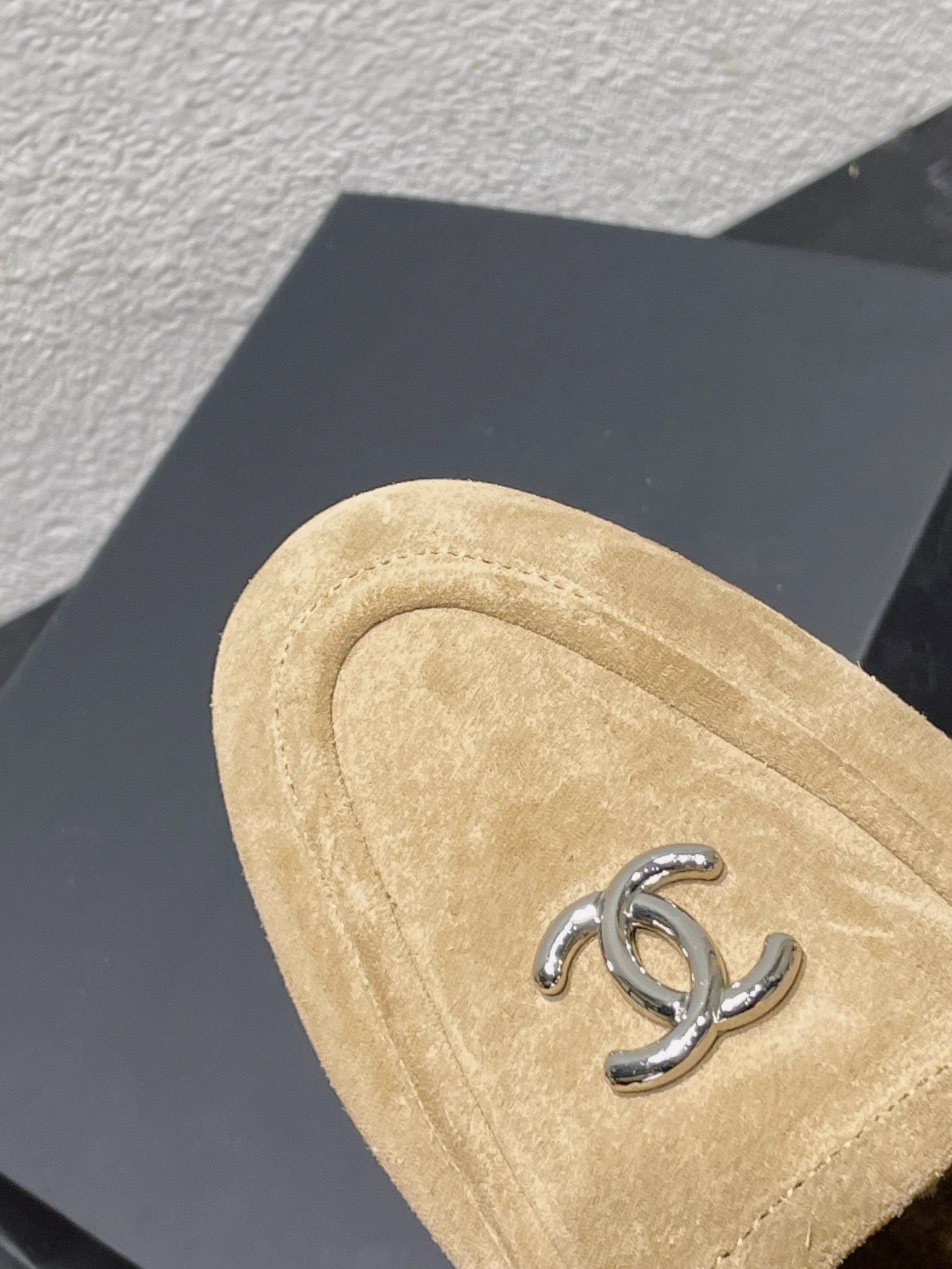 Chanel Women's Brown Suede Sheepskin Wool-Lined CC Logo Slip-On Loafers 8 a1756844017381 4480