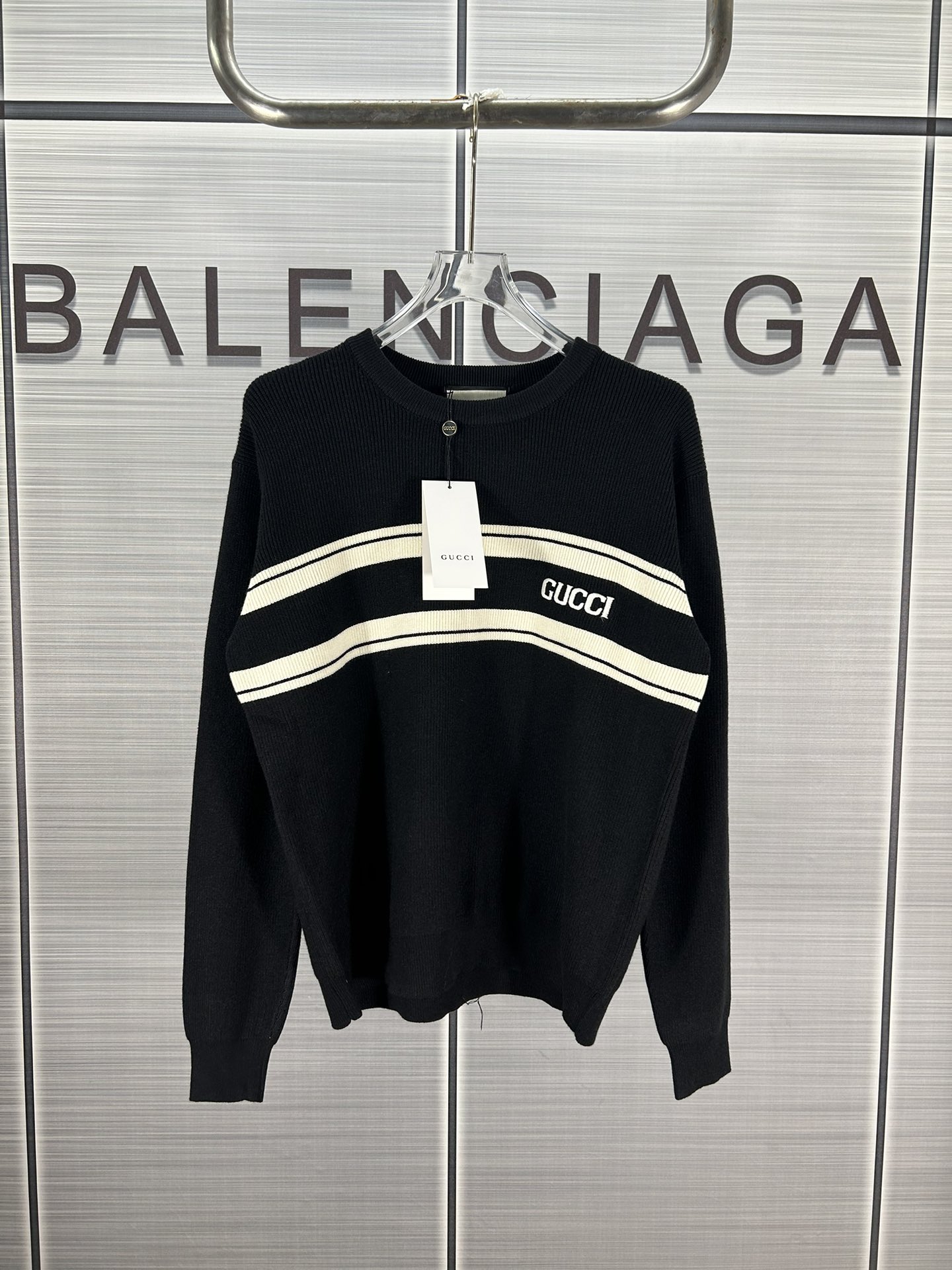 2024 Fall/Winter New GUCCI Logo Knit Collection: Black and Red Options, Sizes XS-L - 图片 1